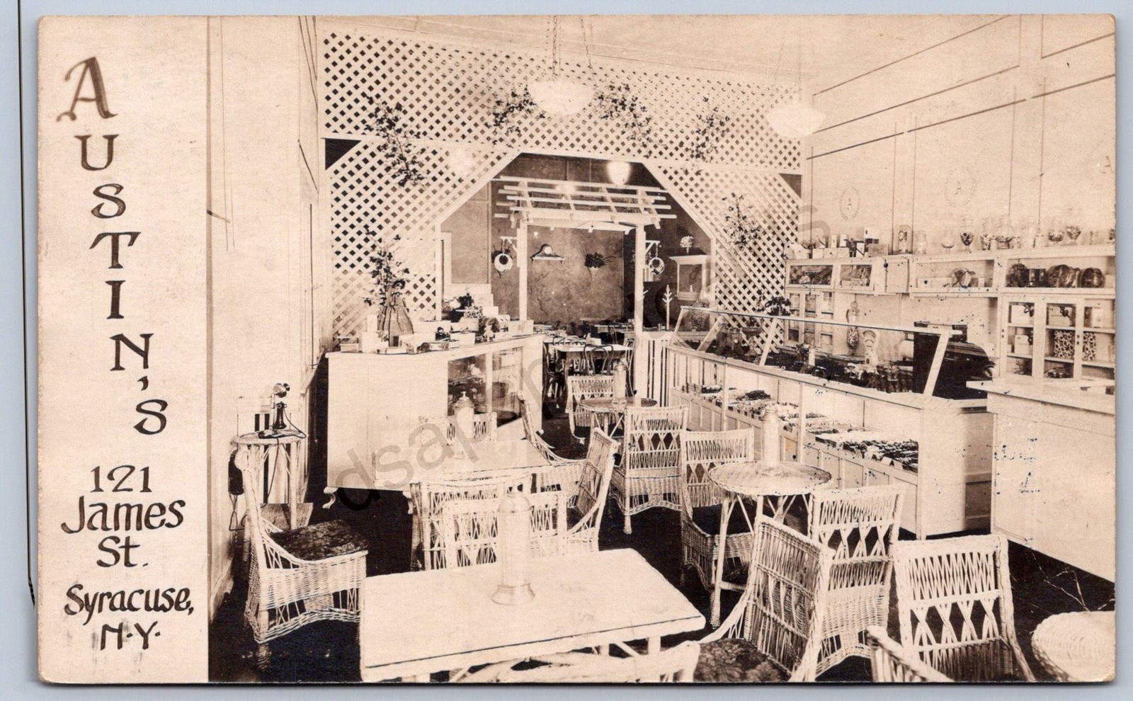 K32/ Syracuse New York RPPC Postcard c1910 Interior Austin\'s Restaurant 1094