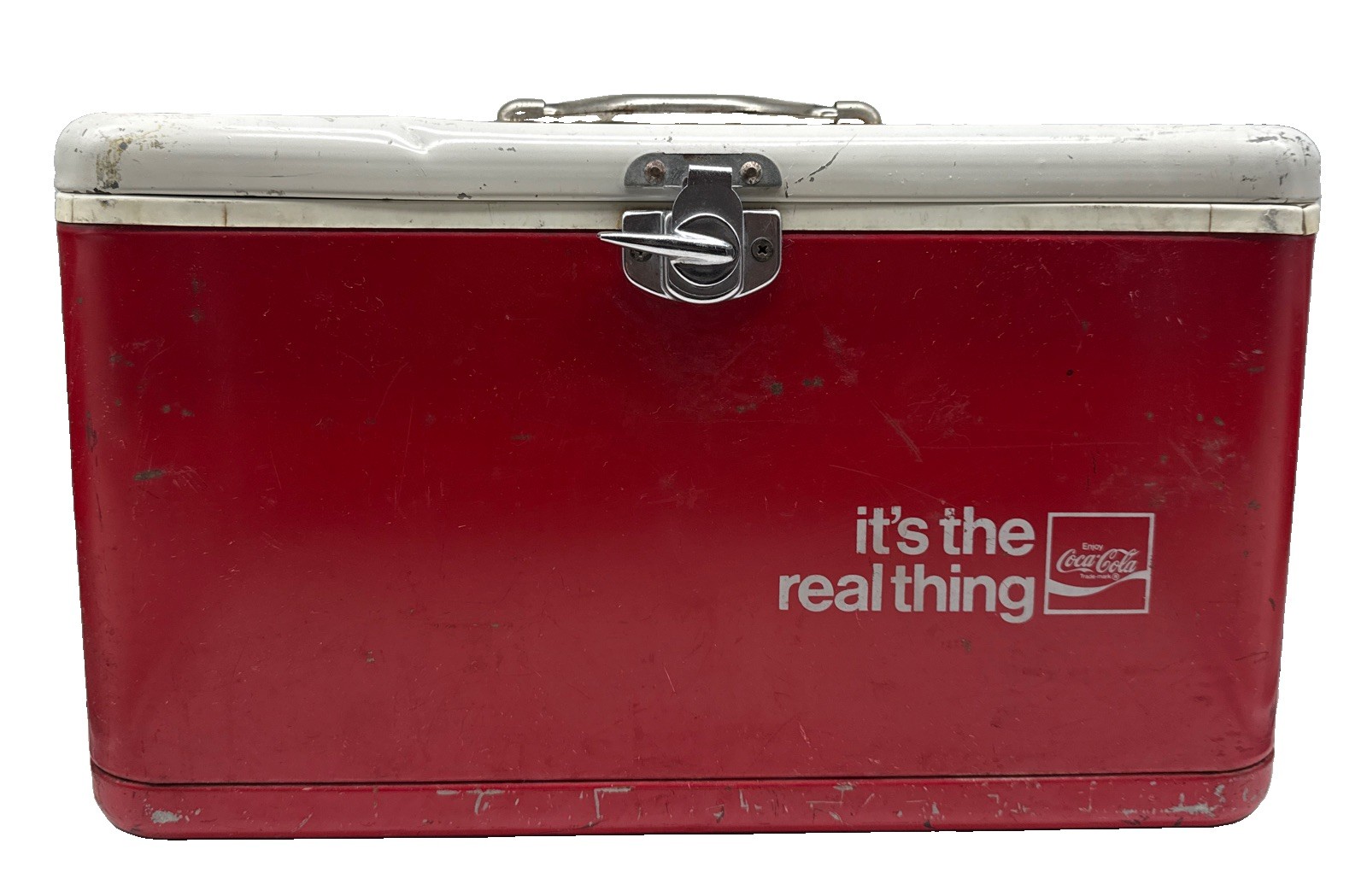Vintage 1970s-1960s Coca-Cola Thermos Metal Cooler “It’s the Real Thing”