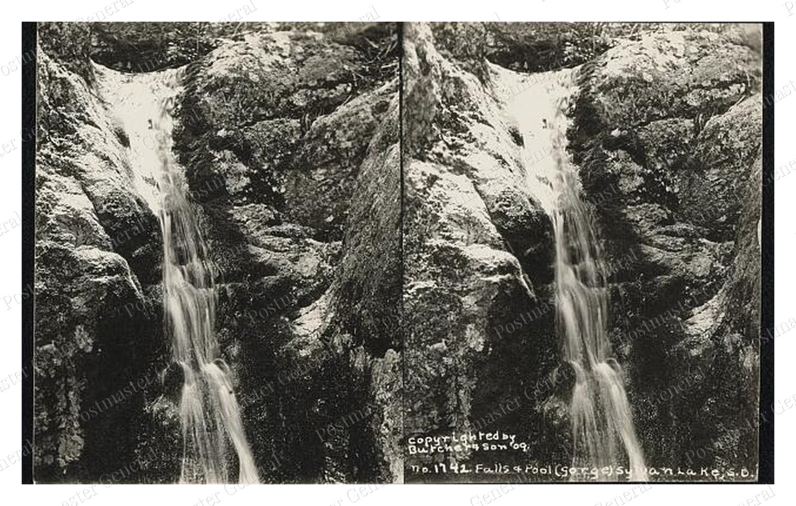 Sylvan Lake South Dakota Falls Standard Postcard COPY RPPC