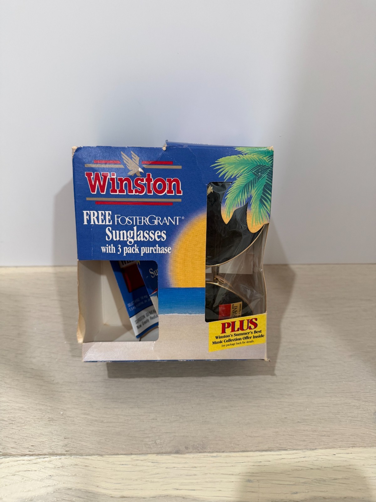 Vintage 1990s Winston Cigarettes Foster Grant Aviator Sunglasses; New