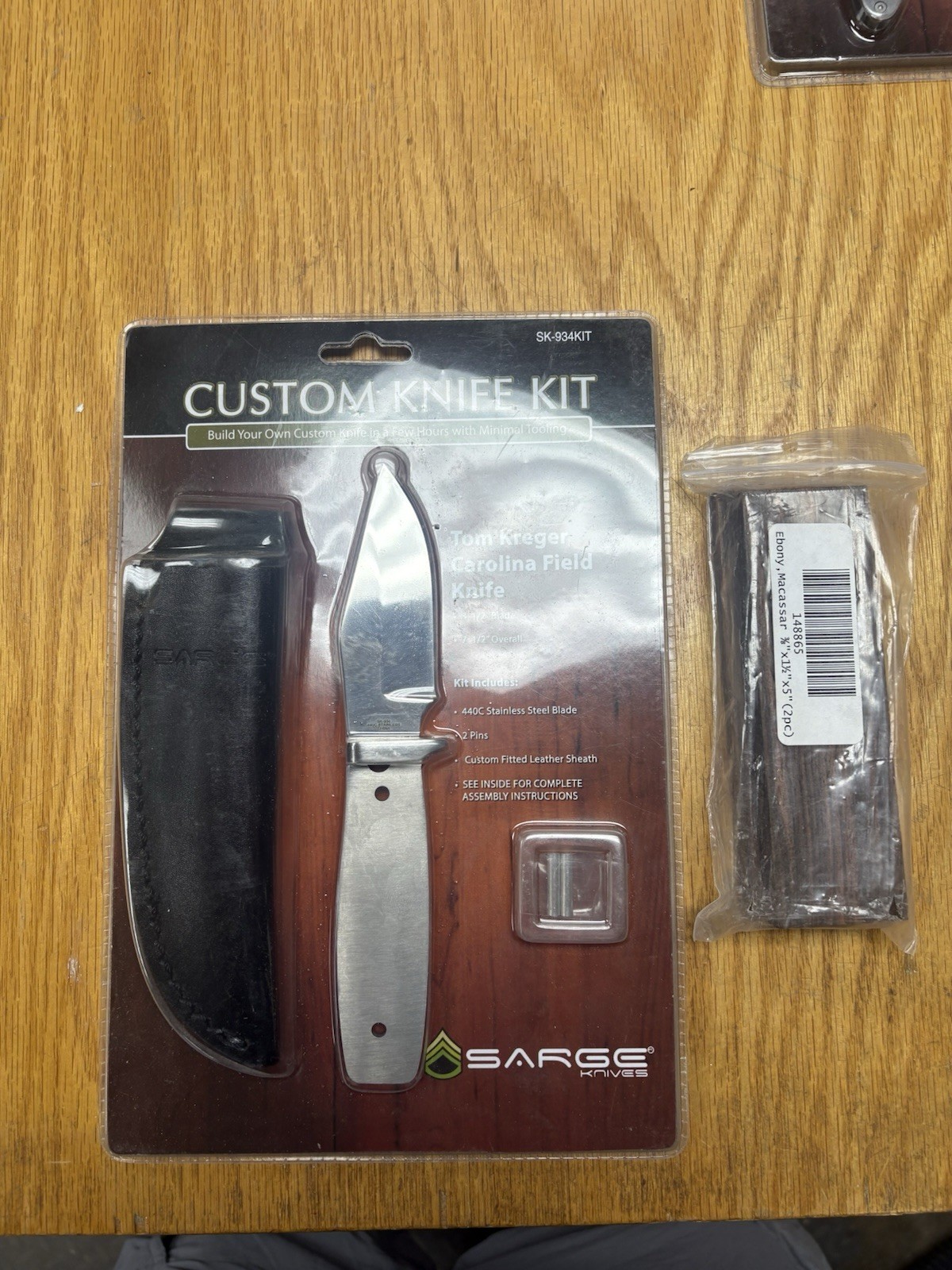 Custom Knife Kit SK-934KIT Tom Kreger Carolina Field Knife Ebony Macas Scales