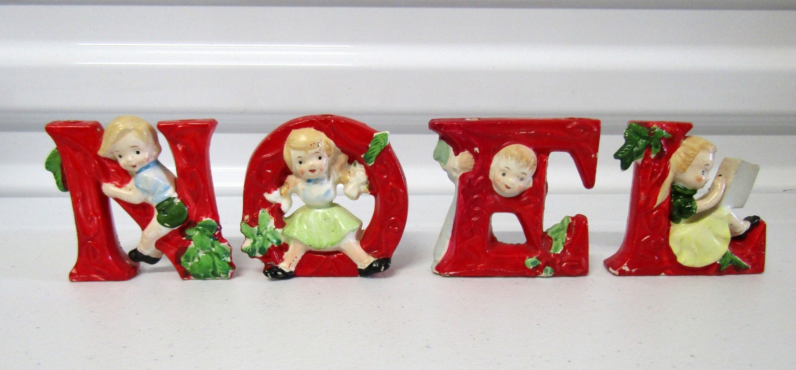 Vintage Tilso Japan Ceramic Christmas NOEL Candle Holders