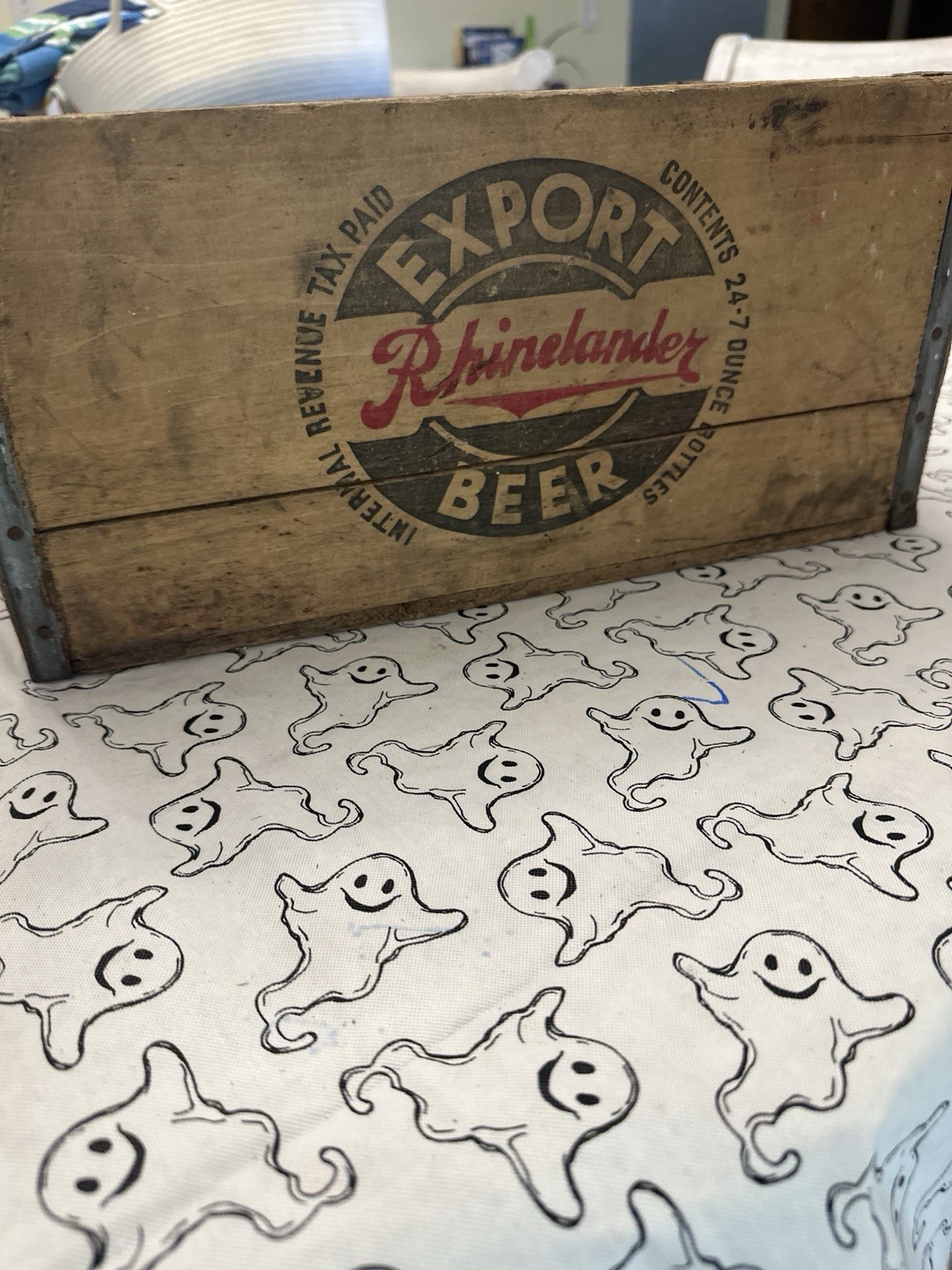Vintage Rhinelander Export Beer Wood Crate 24 Shorty Bottles Wisconsin 1930s 40s