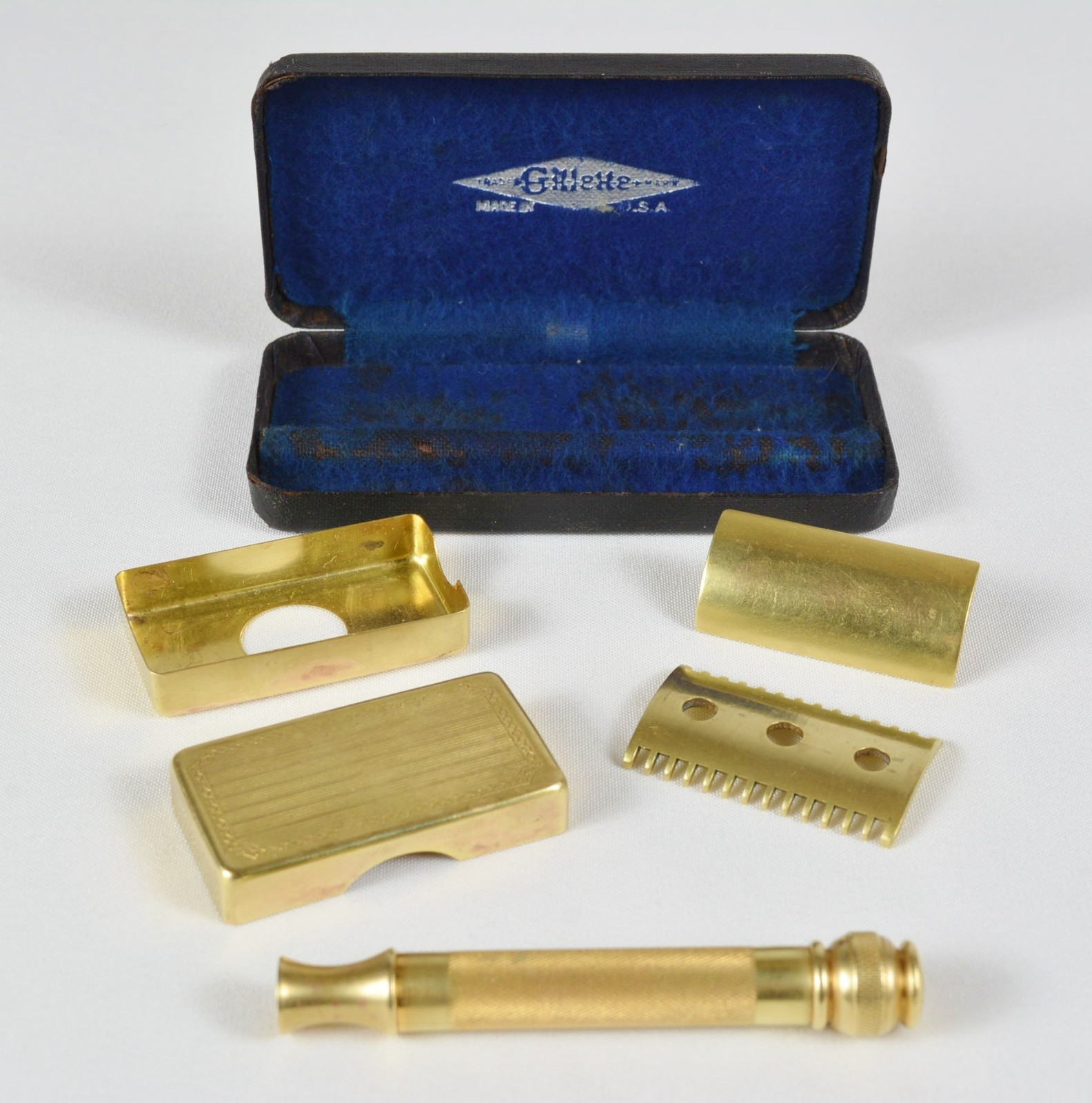 Antique Gillette Open Comb Safety Razor w/Orig Case