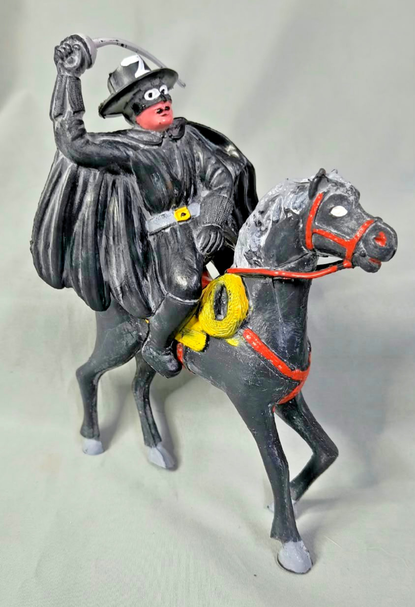 Vintage RARE 50´s Disney Plastic Zorro and Tornado Bootleg Argentina NOS