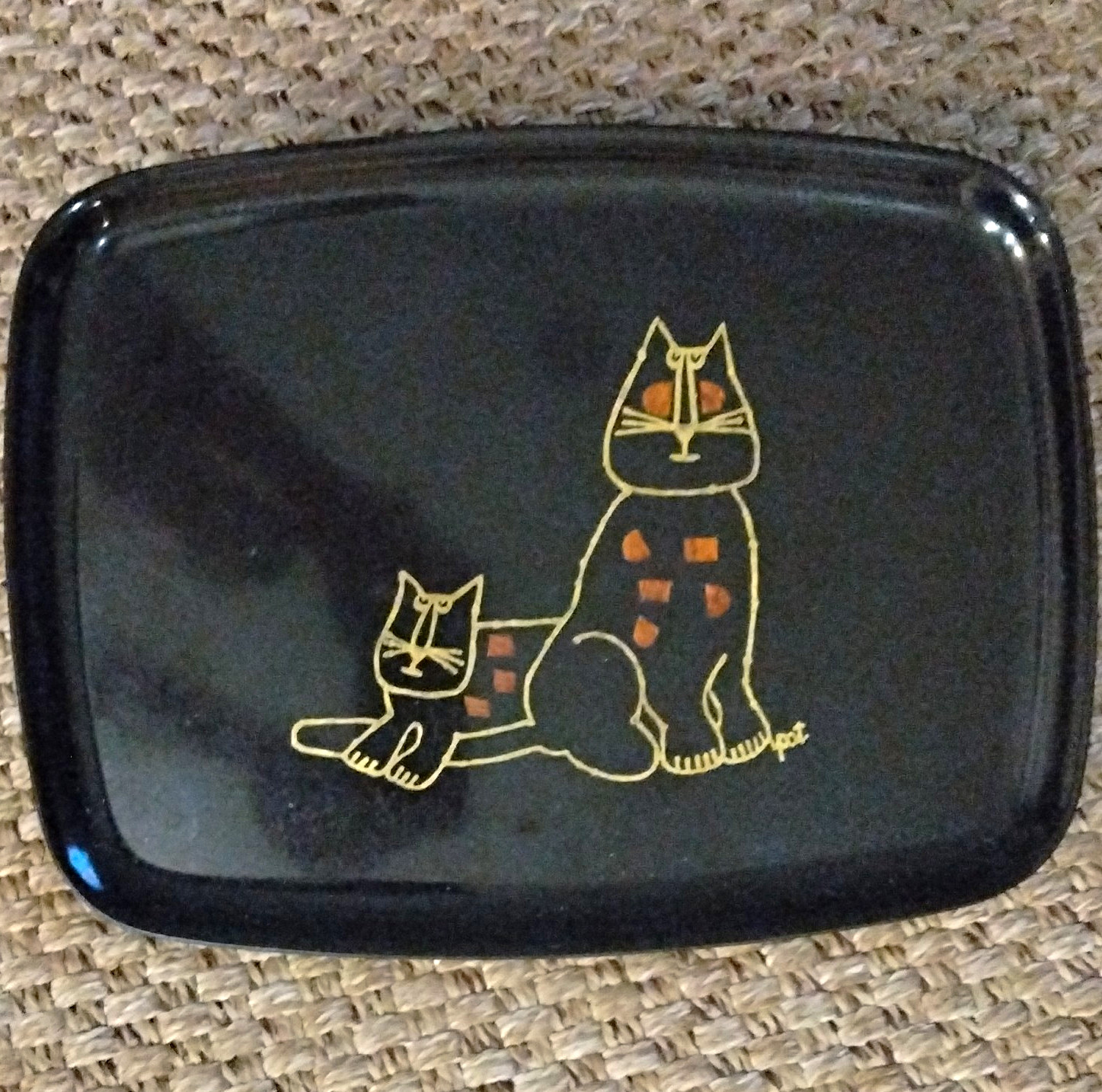 Vintage Couroc MCM Serving Tray Cats Cat Decor Mid Century Modern Kitch