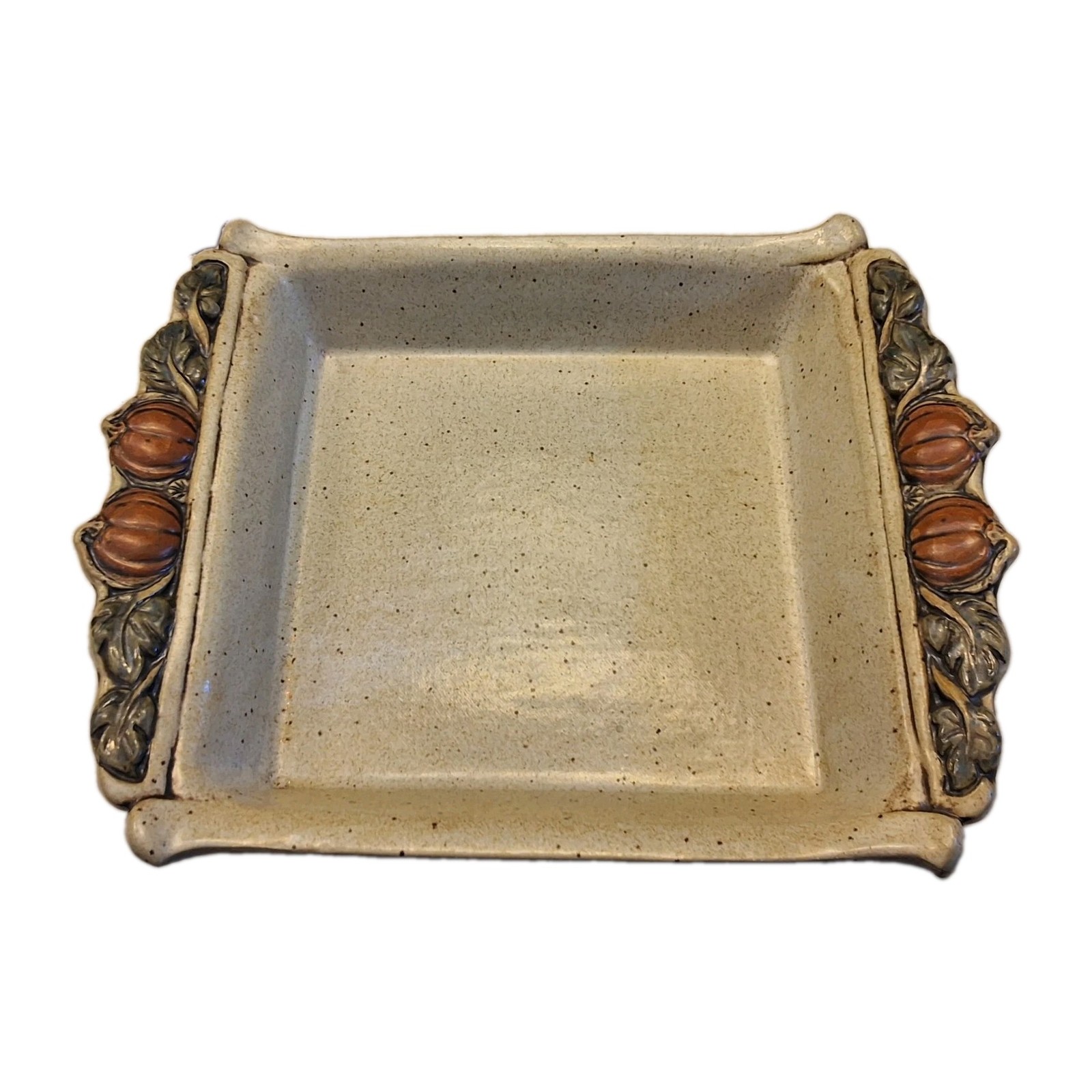 Vintage 1992 Bob Andersen Sunflower Pottery Pumpkin Leaf Harvest Rectangle Dish
