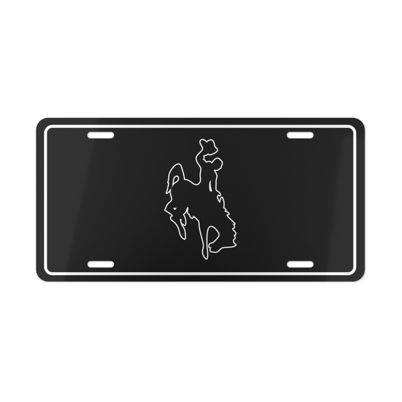 Wyoming Cowboys License Plate – NCAA College Football Car Tag (Black Background)