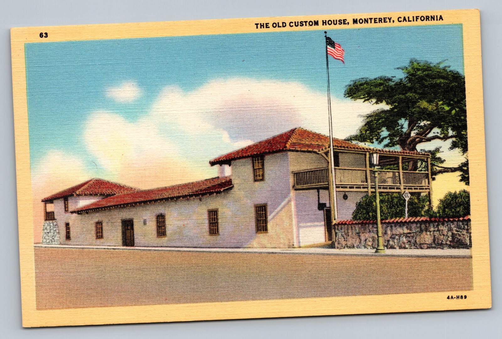 c1930 The Old Custom House Monterey California CA Linen Vintage Postcard
