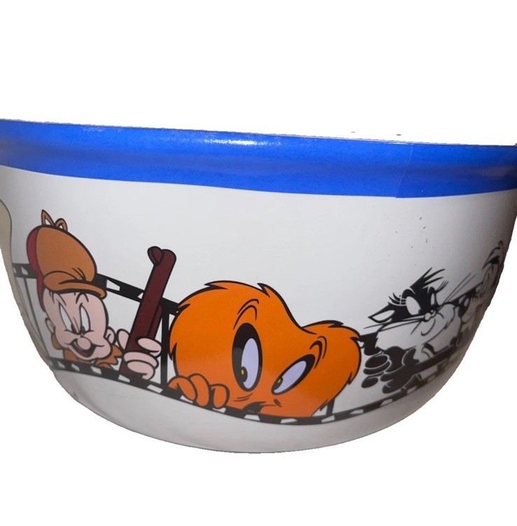 Funny Looney Tunes Vintage 1996 Popcorn Bowl 10.5 x 6 Gossamer Daffy Tweety