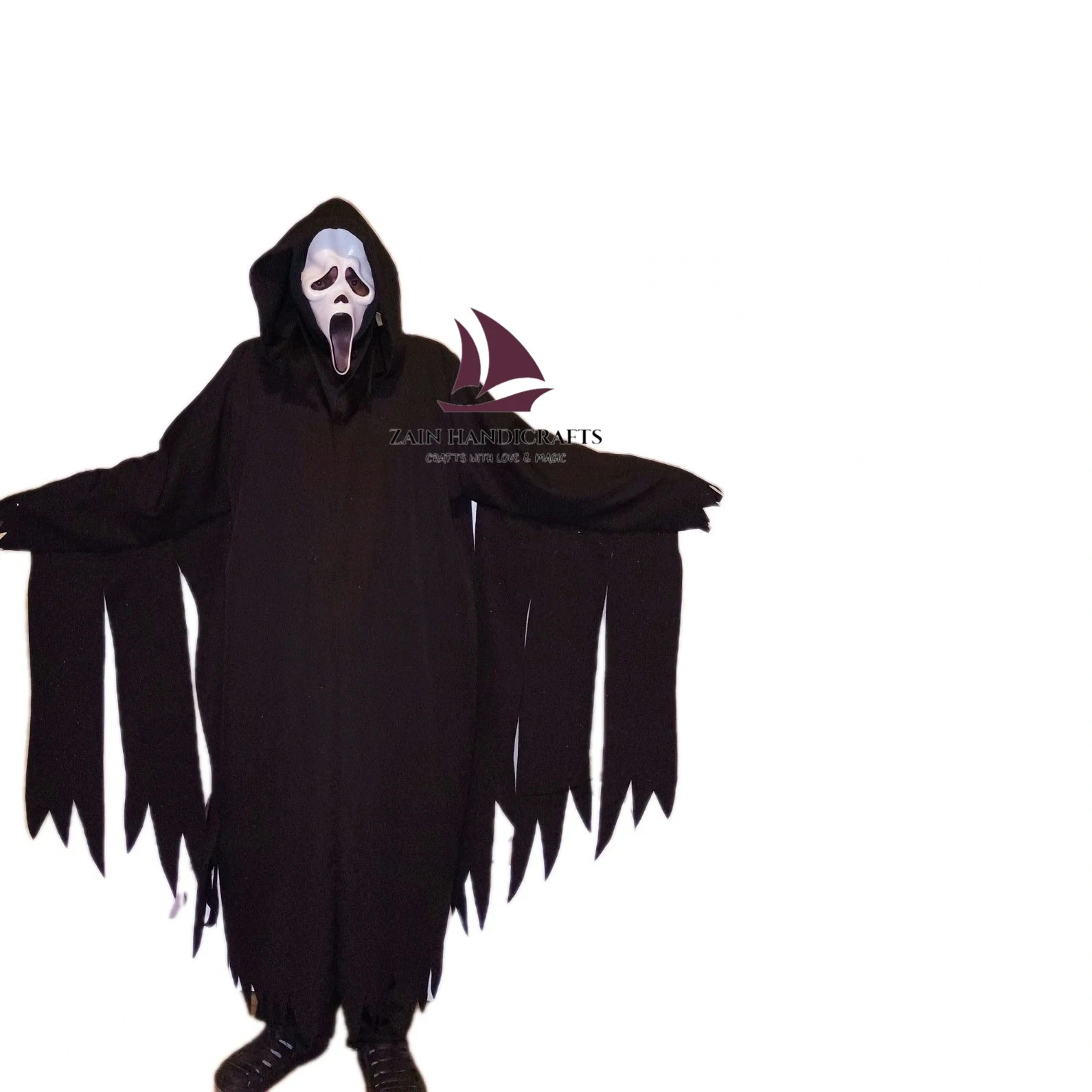 ZAIN Ghost Face Robe Prop Movie Scream Black Robe Cosplay Halloween Costume