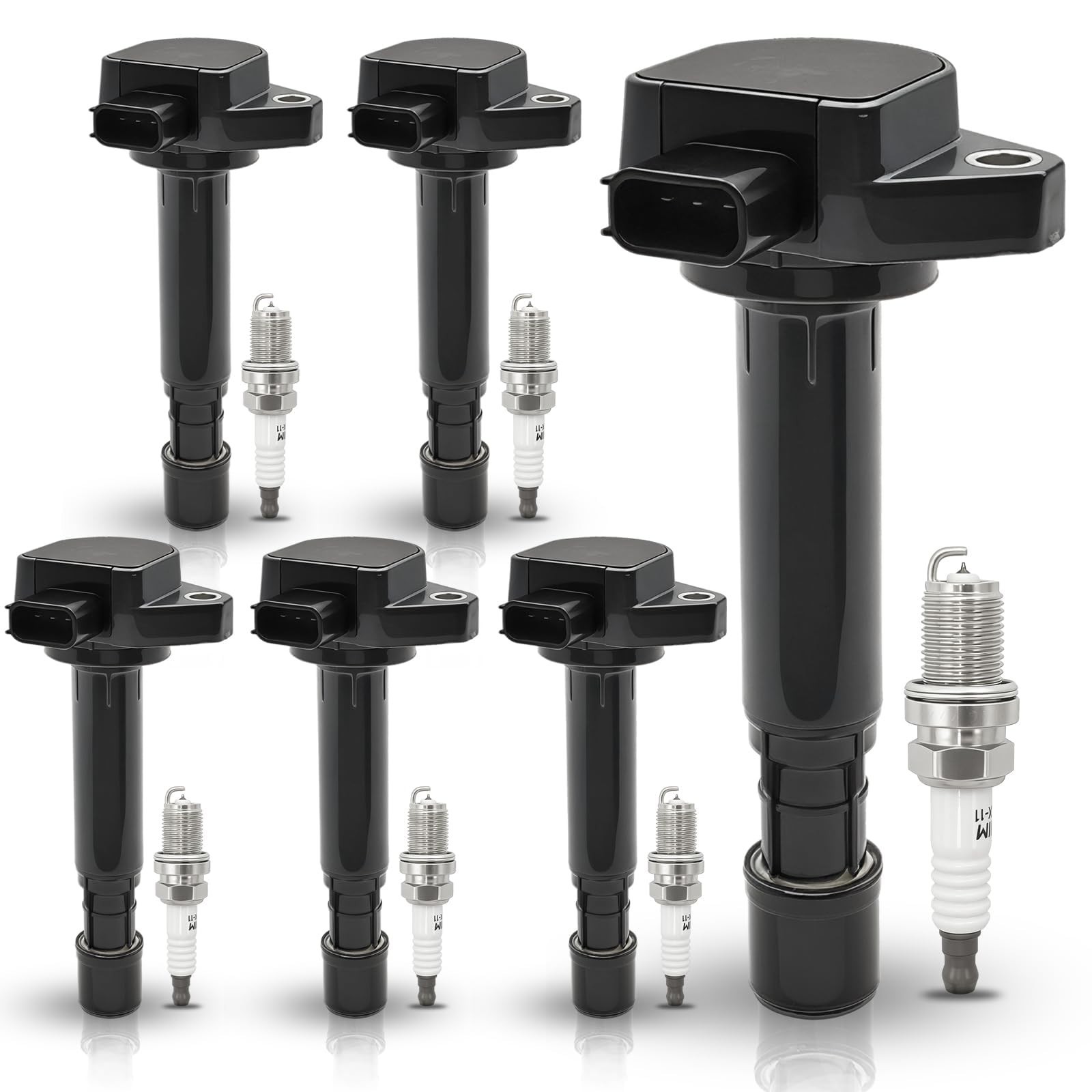 Set of 6 Ignition Coils & Iridium Spark Plugs Compatible with Acura EL MDX 20...