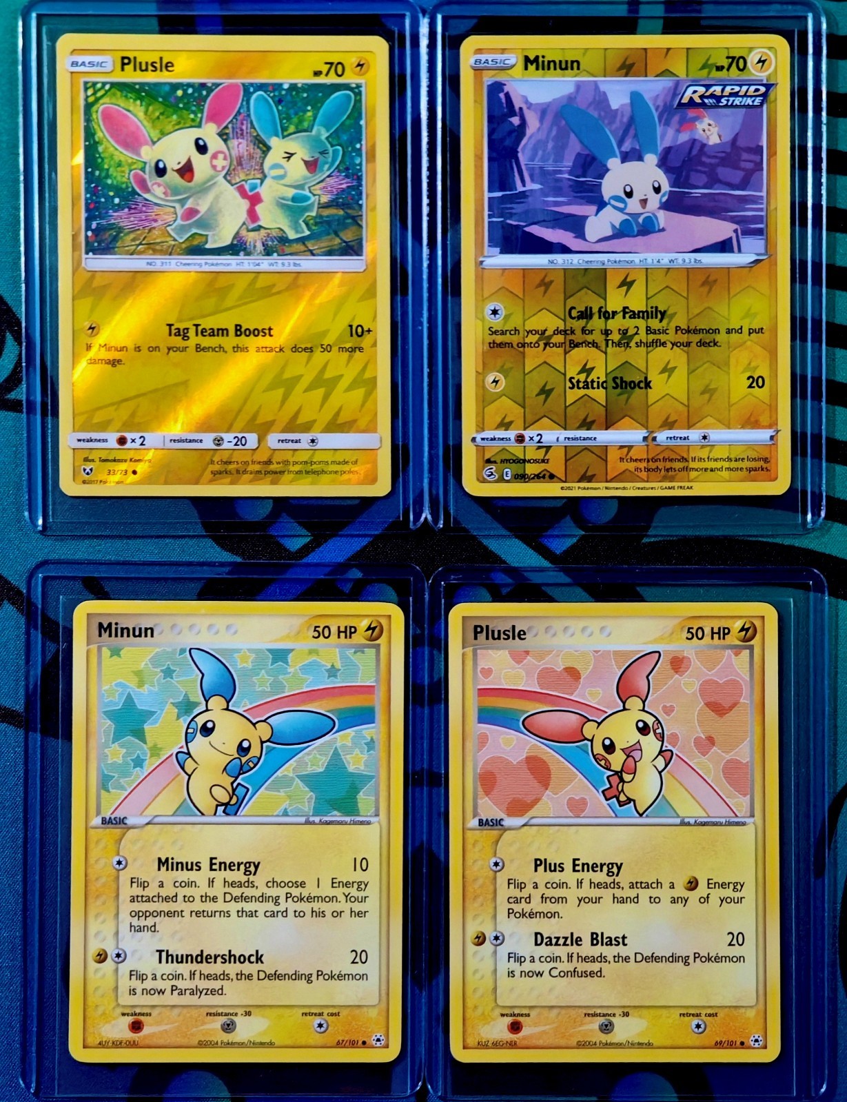 Pokemon PLUSLE & MINUN | EX Hidden Legends (Connecting Art) + Reverse Holo Set