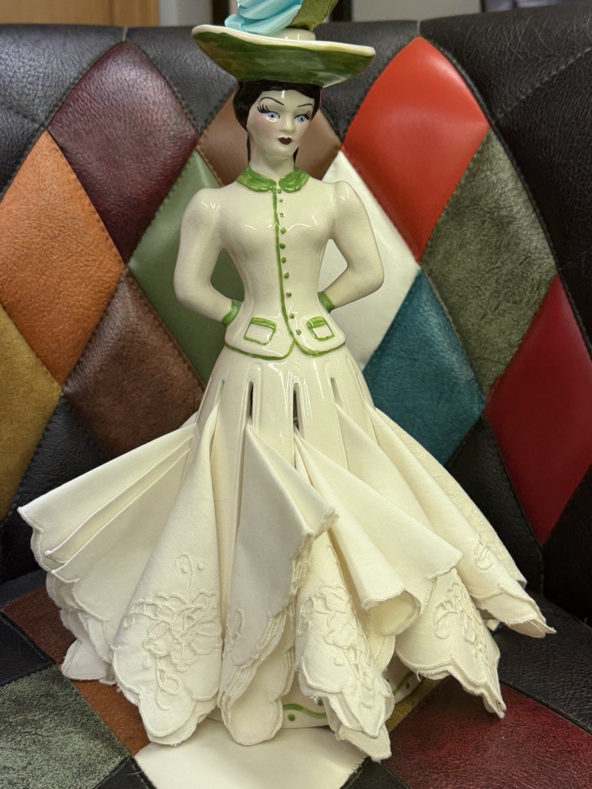 vintage ceramic lady napkin holder