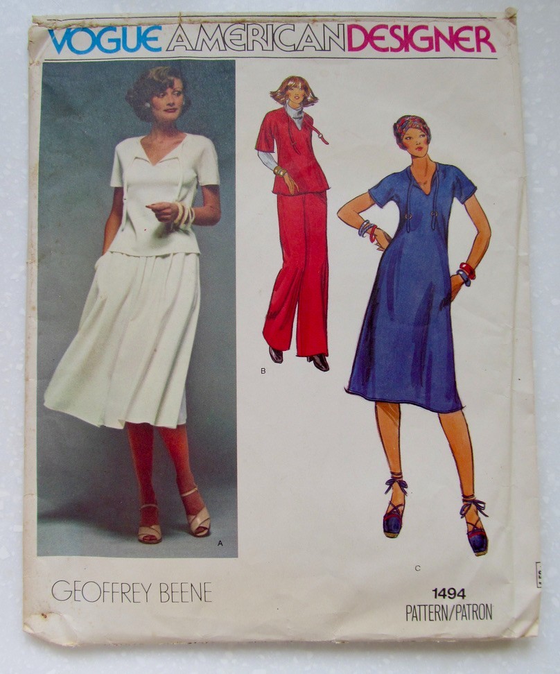 Vtg 70\'s Vogue #1494 American Designers Geoffrey Beene Dress Top Skirt Pants  10