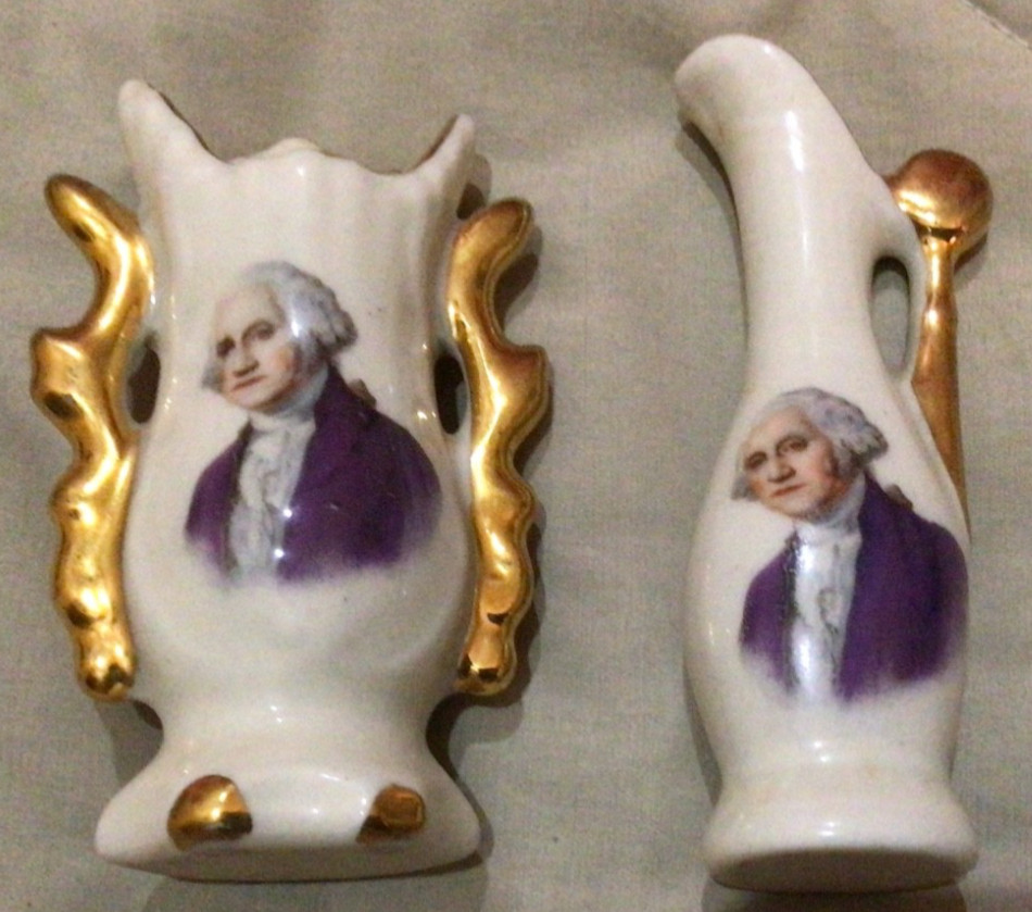 VtgGeorge Washington Gold Trimmed Porcelain 3.5