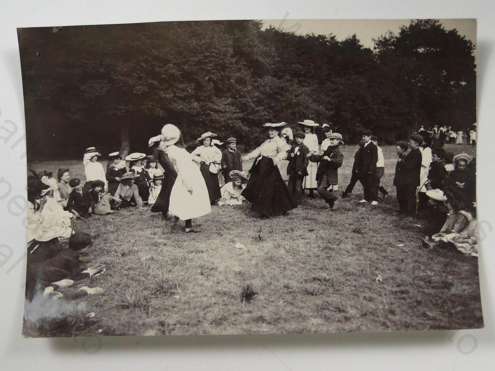Children Performing Cakewalk Dance Outdoor Party Edwardian 1900s VTG Photo