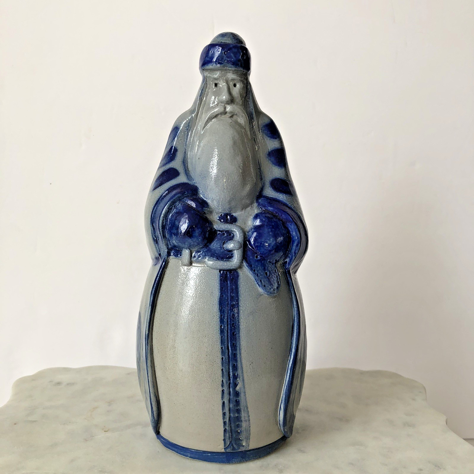 Eldreth Salt Blue Grey Glazed Pottery 2005 Santa Mint Condition Signed 9.5