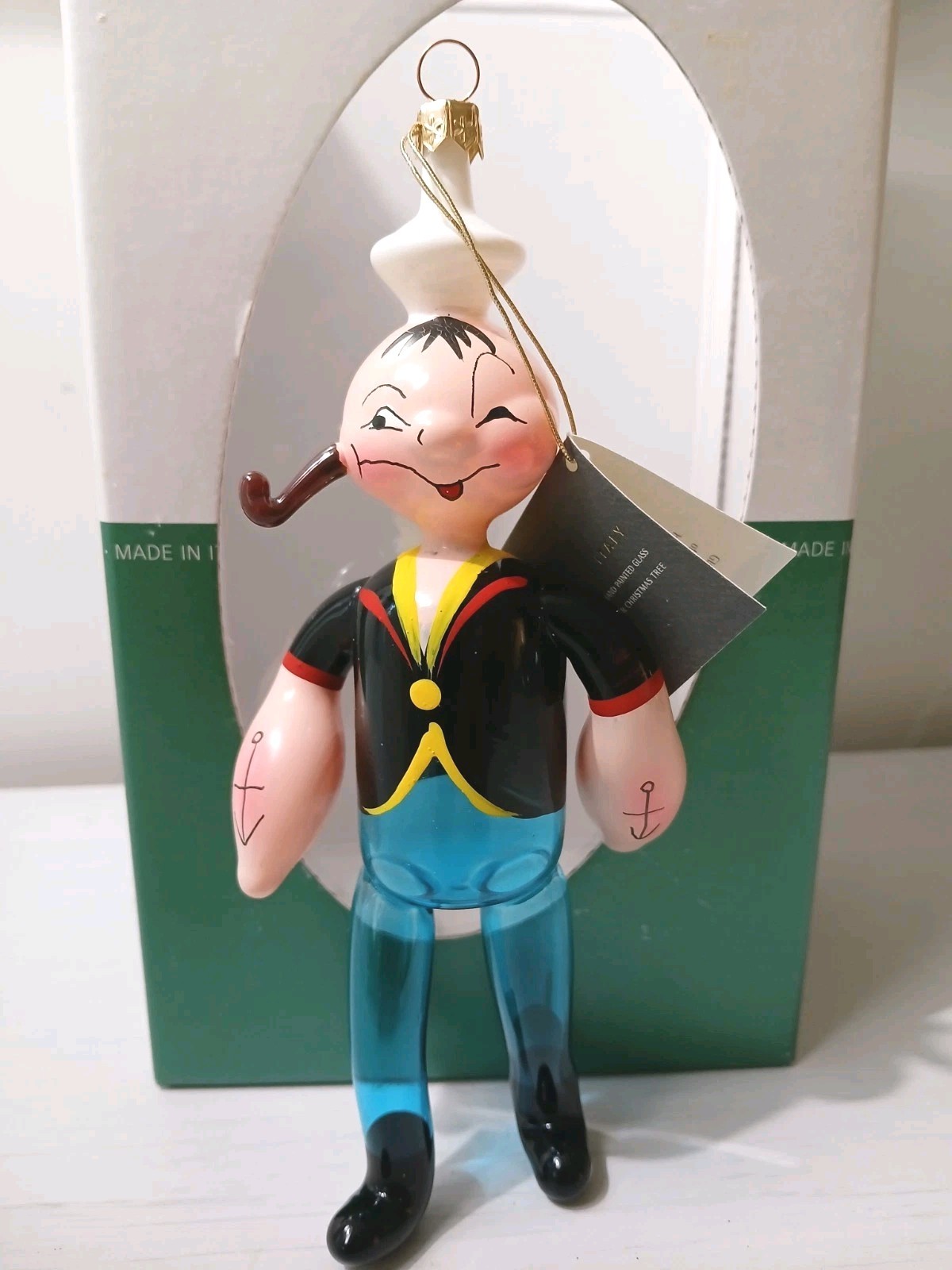 Soffieria De Carlini Popeye Sailor Ornament Hand Blown Glass Made In Italy NOS