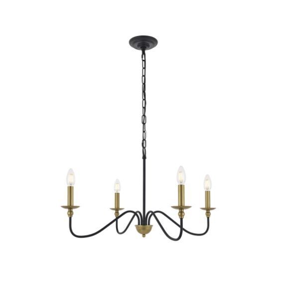 Elegant Lighting LD5006D30BRB Black/Brass 4-Light 30
