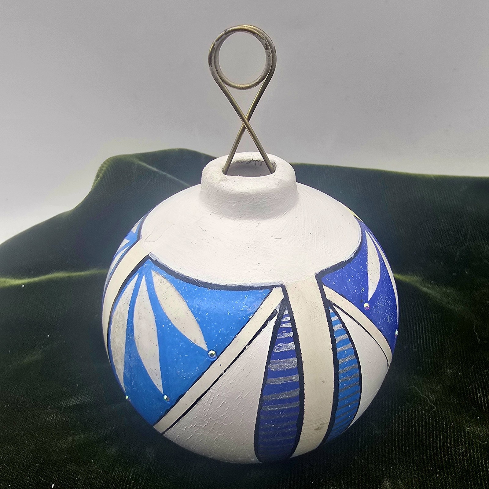Vintage Native American Acoma Indian Hand Painted Ornament Signed