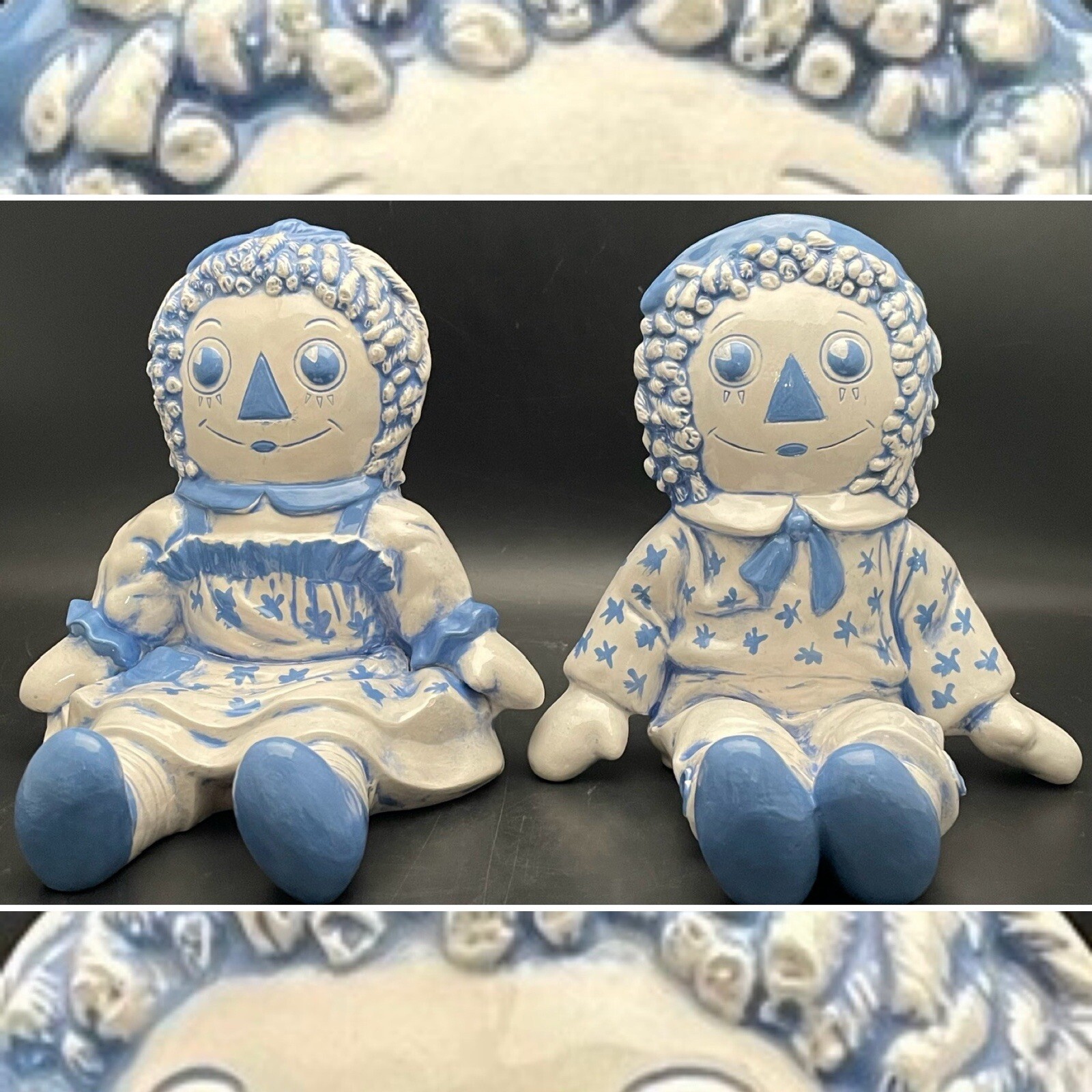 Bobbs-Merrill Raggedy Ann & Andy Pennsylvania Dutch Bookends Figurines USA 7.5\
