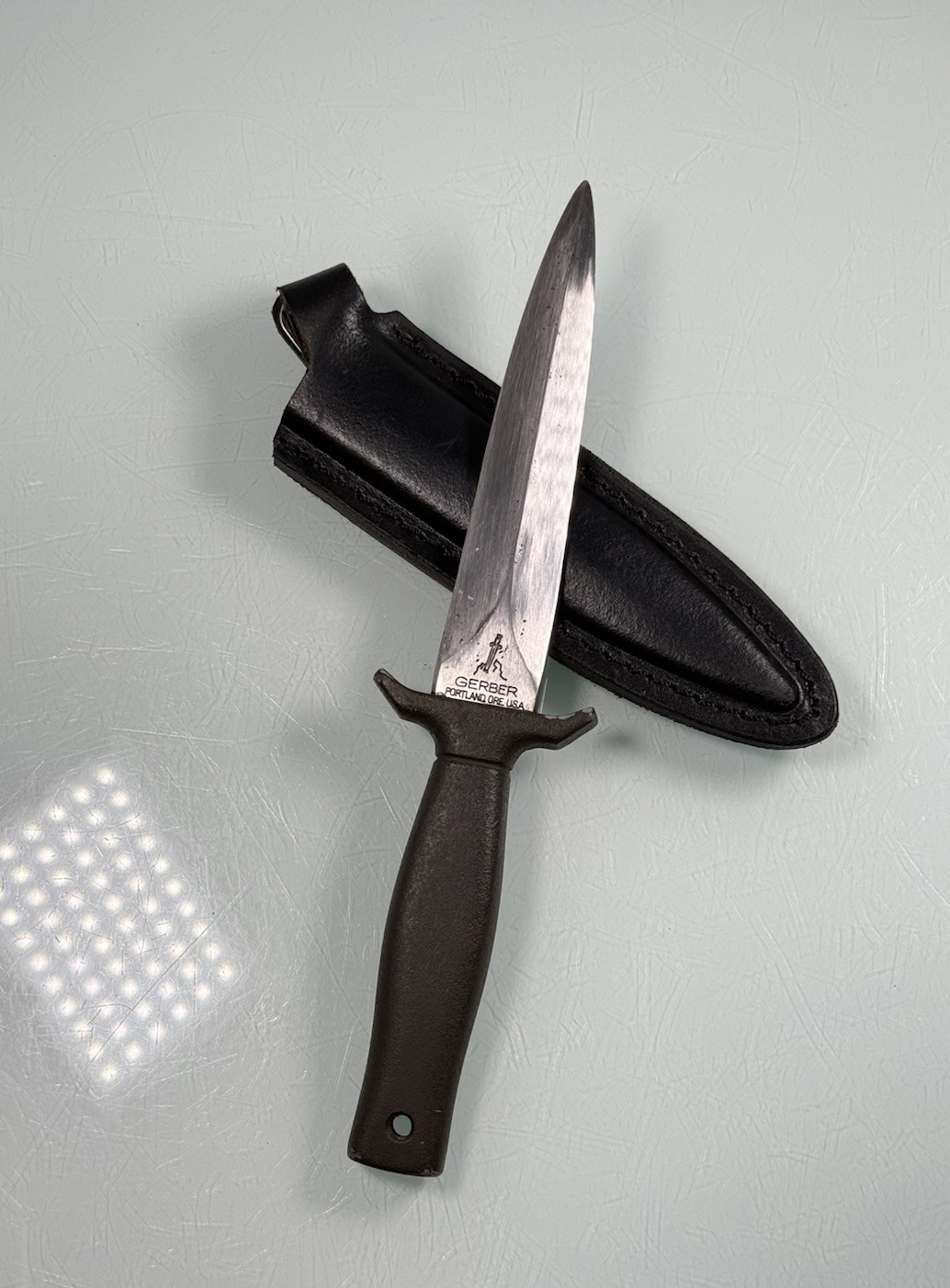 Vintage Gerber Mark 1 Boot Knife Dagger w/ Original Leather Sheath Portland, USA
