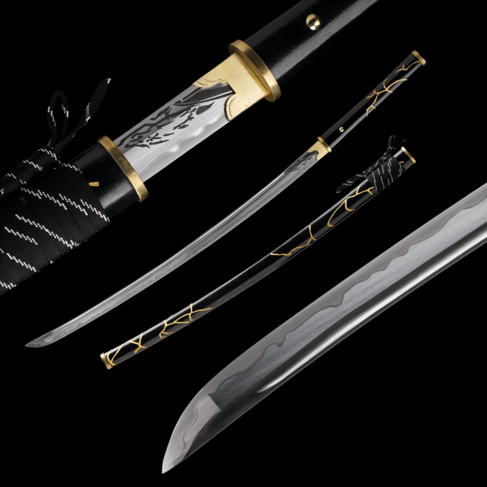 Hand Forged 9260 Spring Steel Full Tang Ghost of Yotei Midnight Gilding Katana