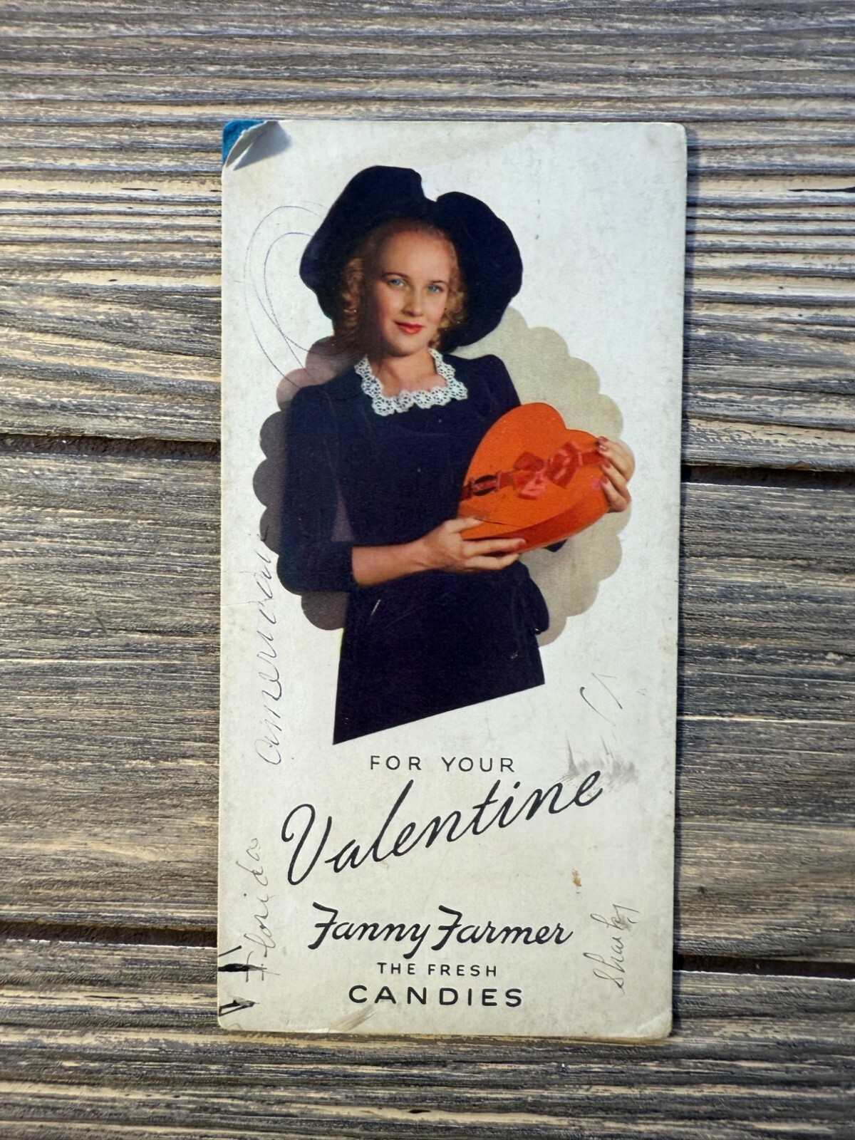 Vintage 1940s Fanny Farmer Valentine Candy Advertisement Card