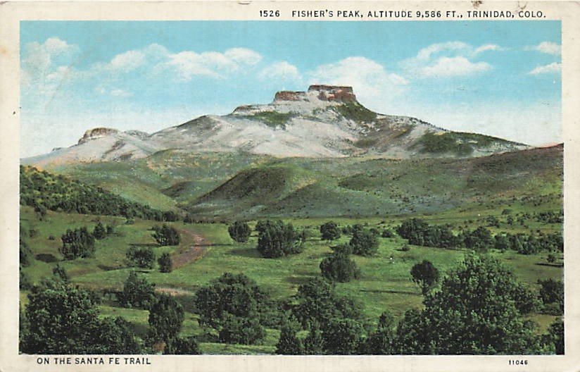 Postcard CO: Fisher\'s Peak, Trinidad, Colorado  WB 1920\'s