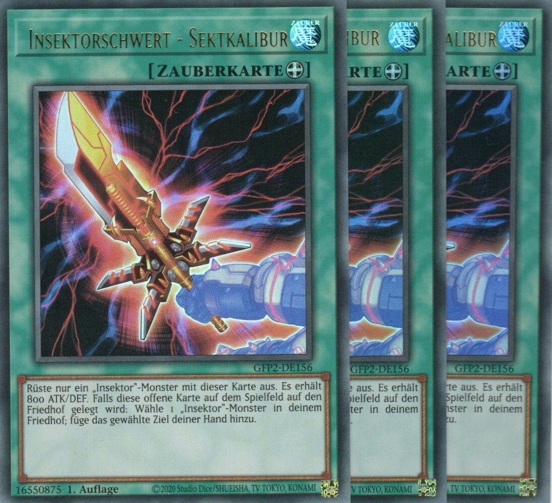 yugioh 3x Insector Sword - Champagne Calibur GFP2-EN156 ULTRA 1ST EDITION GERMAN