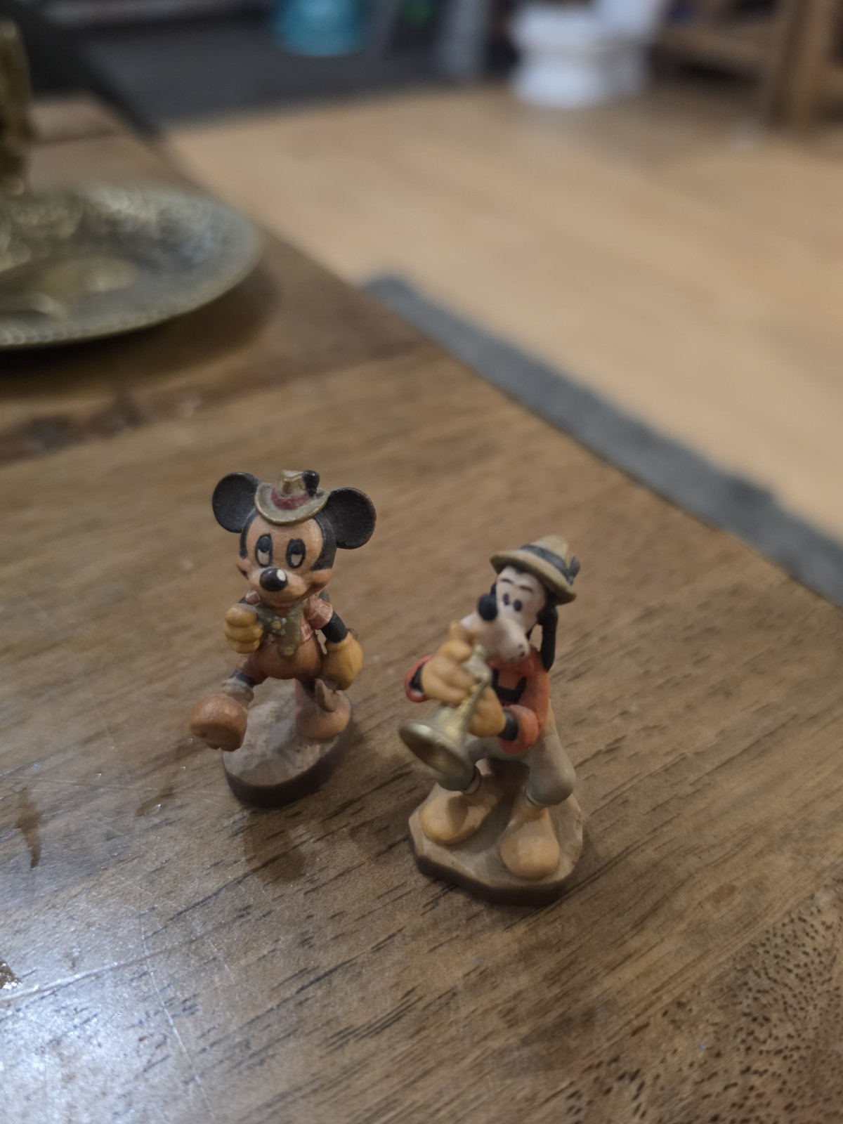 Vintage Mickey And Goofy Anri Wood Figures From Italy