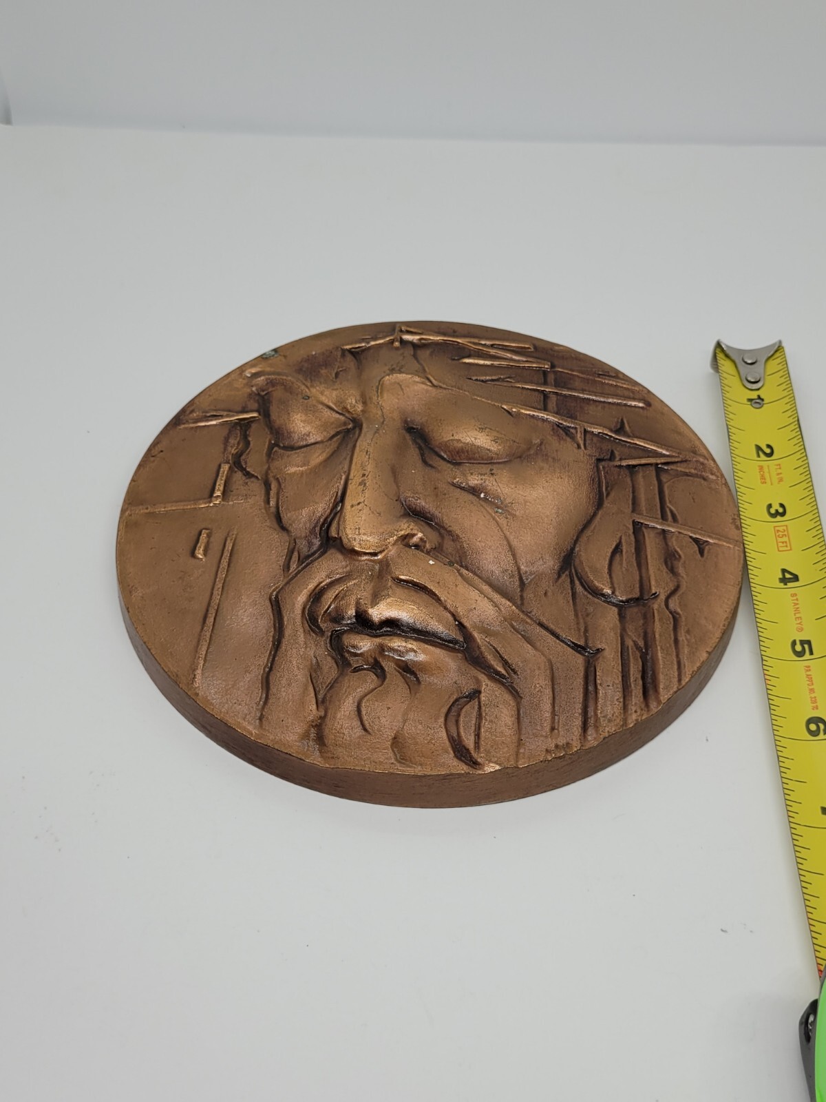Vintage Solid Bronze Marker Wall Plaque Jesus Christ 7\