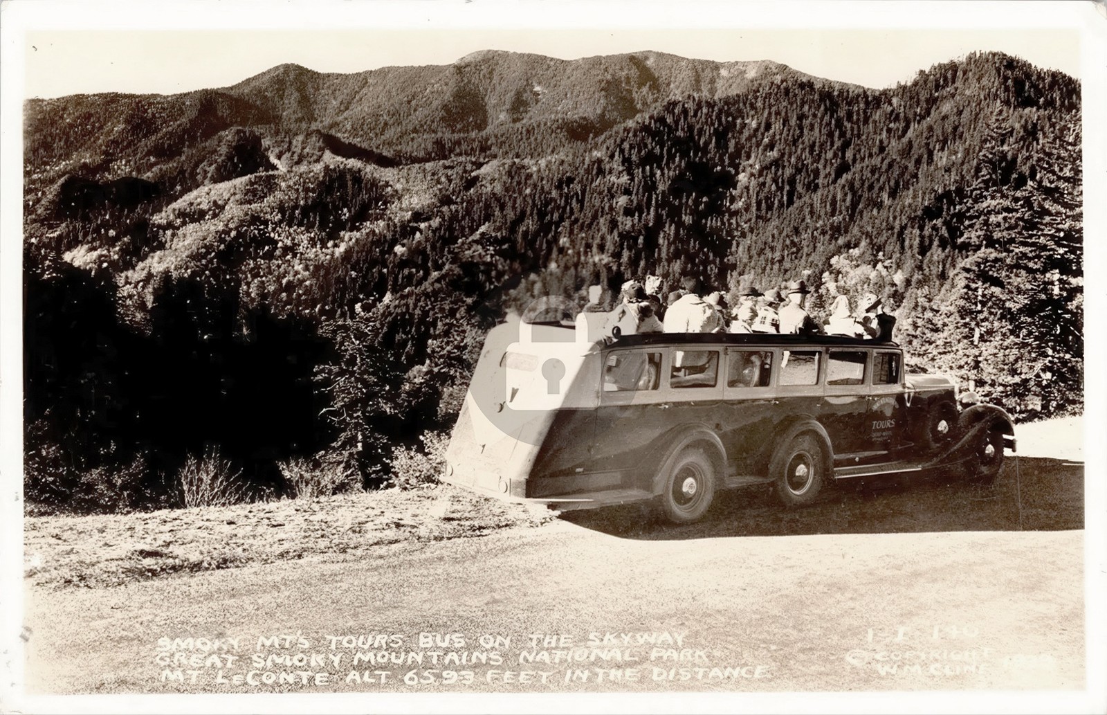 Smoky Mountain Tours Bus Skyway Great Smoky Mountain RPPC Photo Postcard COPY