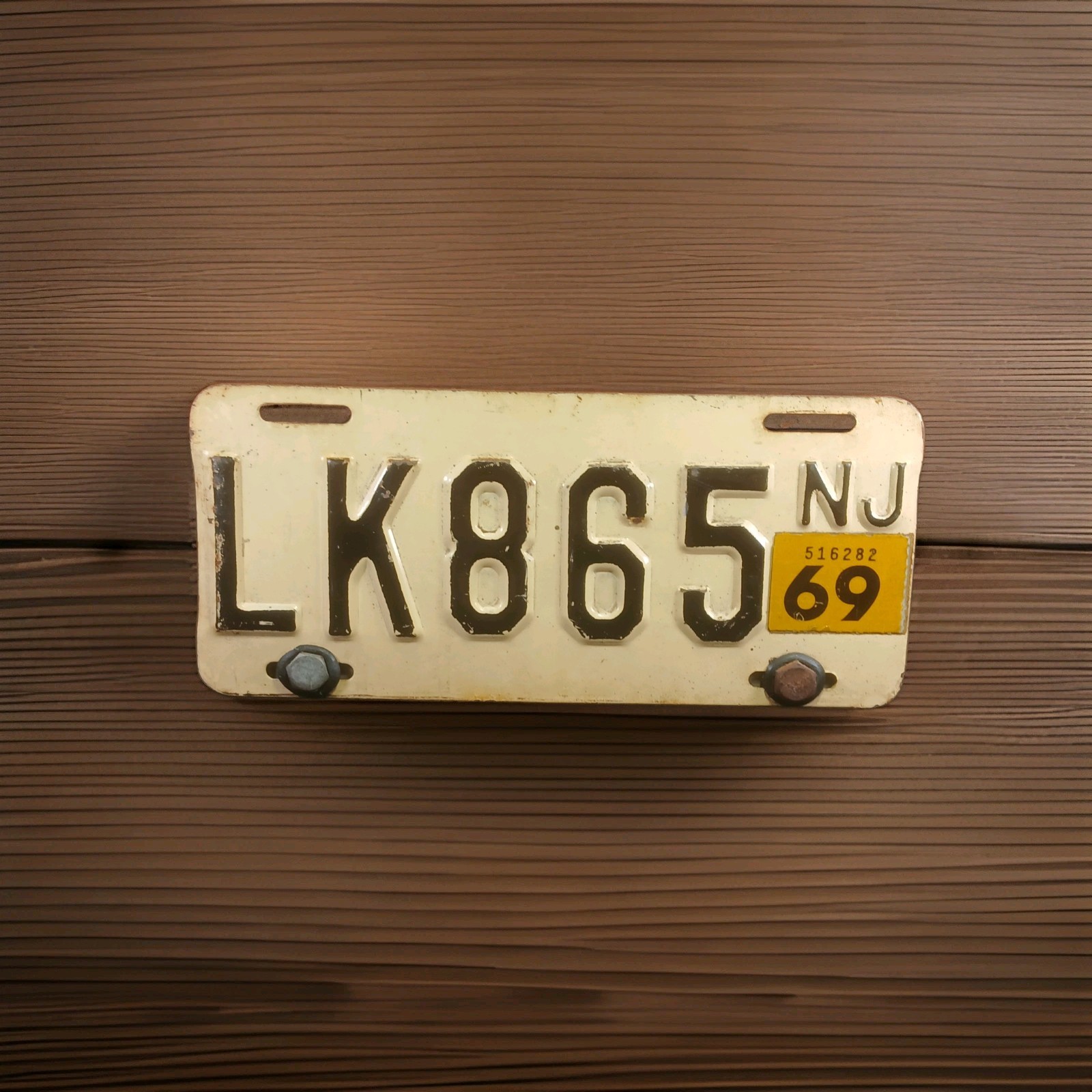 Vintage 1969 New Jersey Motorcycle License Plate LK865 Original NJ 69 Sticker