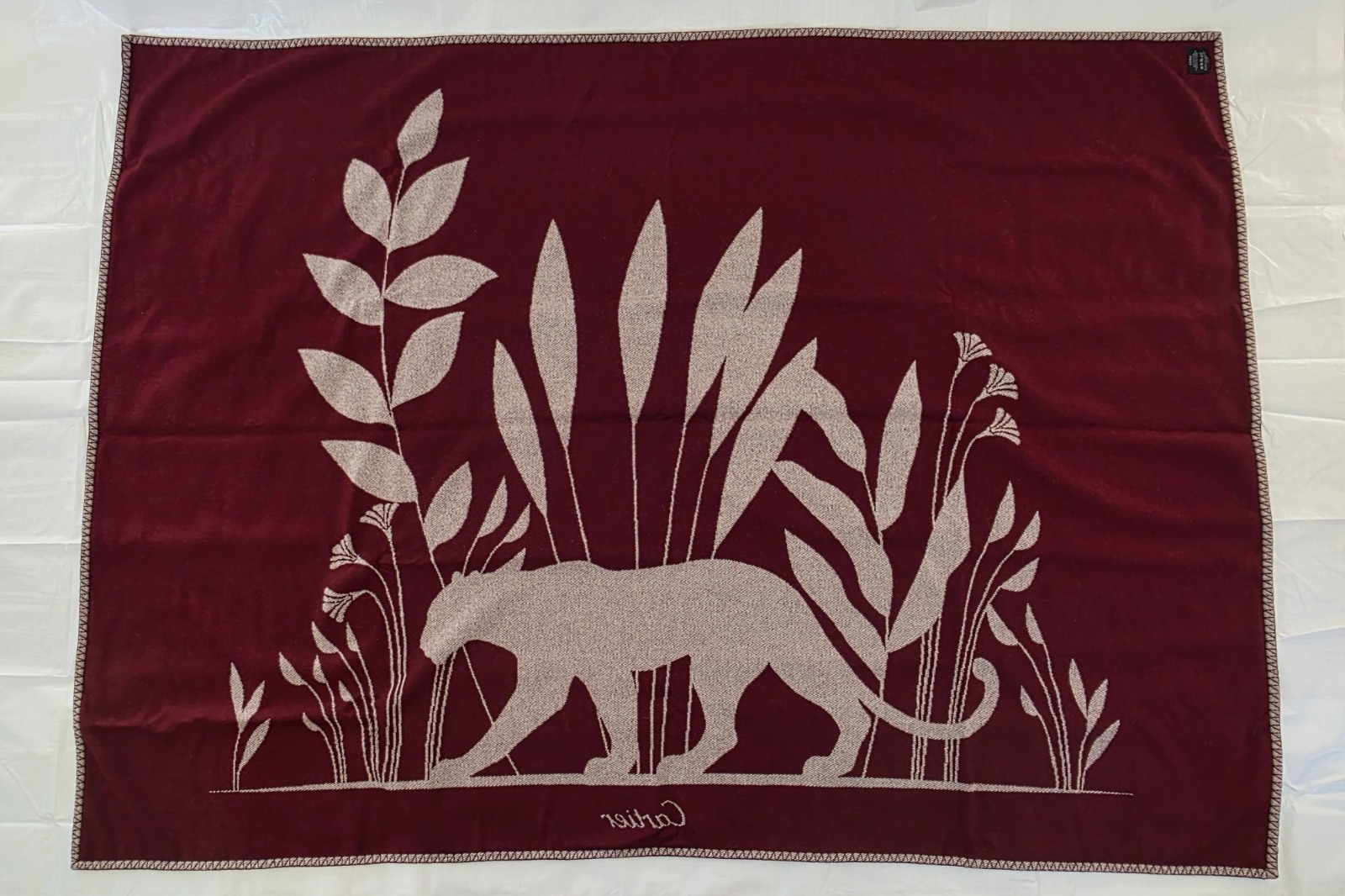 ORIGINAL CARTIER PLAID CASHMERE/WOOL WALKING PANTHER BLANKET CRM00141 NEW