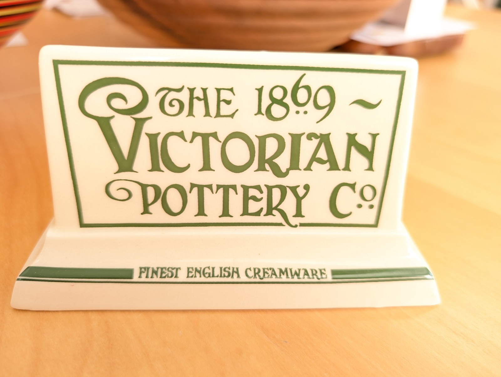 The 1869 Victorian Pottery Co Display Advertising Two-sided Sign