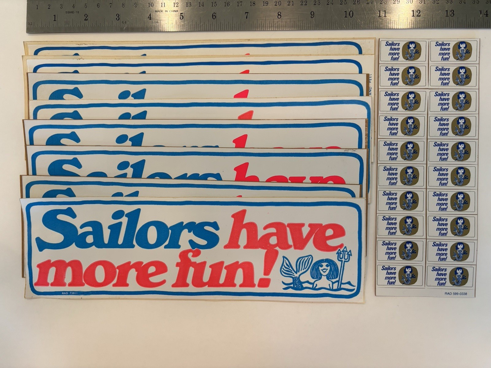 Lot Of Vintage US Navy \'Sailors Have More Fun\' Decals, 9 pcs