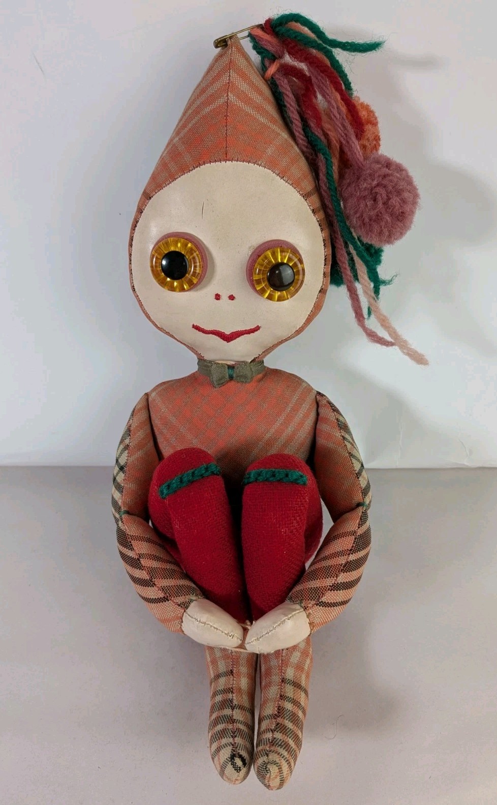 Vintage MCM Knee Hugger Pixie Elf Whimsy Kitsch Rare Sunburst Eyes Christmas 