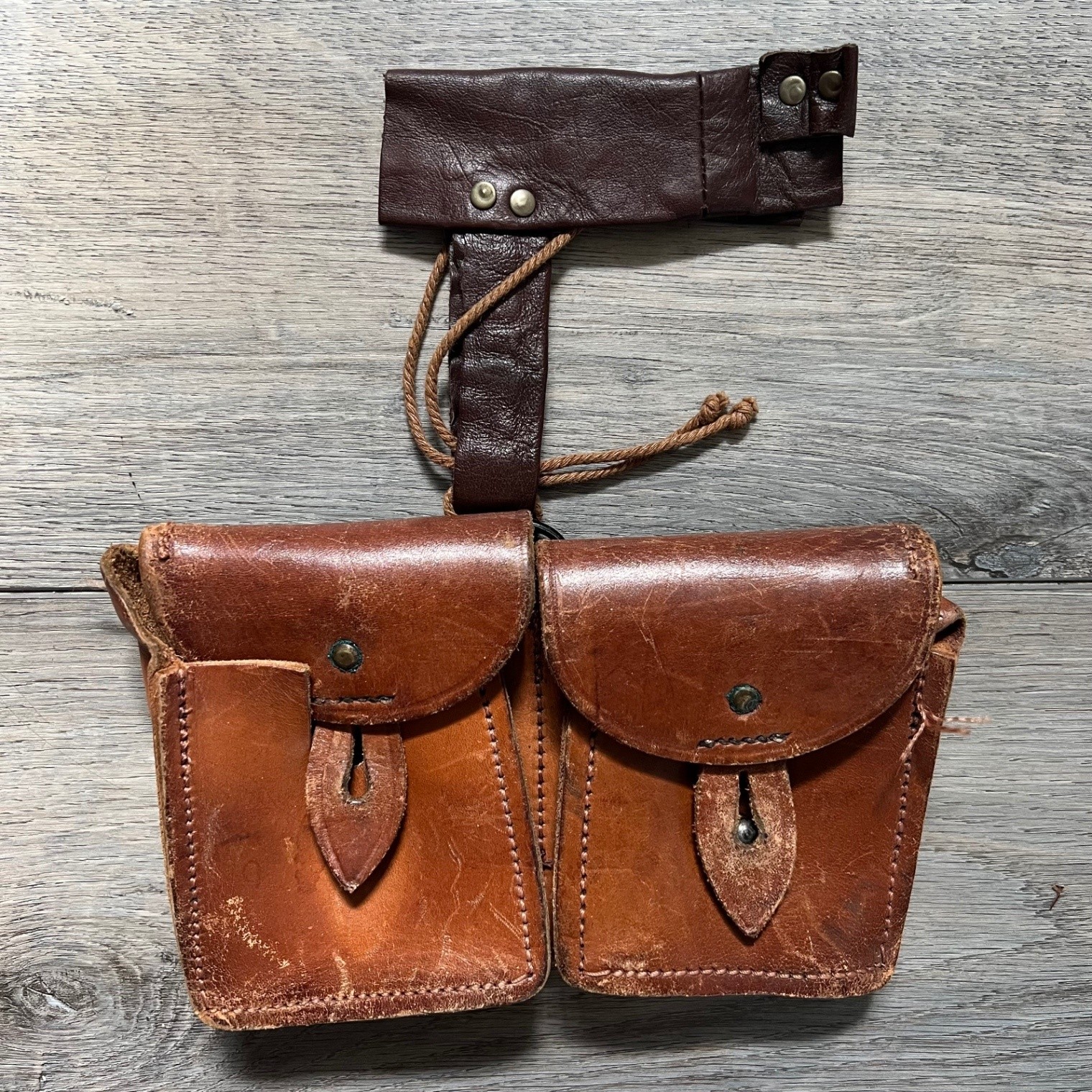 Vintage French Military MAS 49/56 Leather Double Magazine Pouch Brown