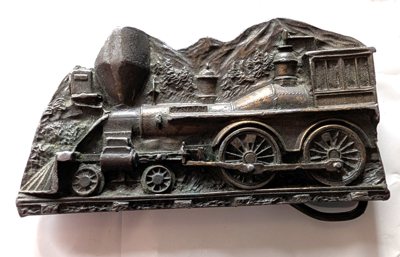 VTG 1977 Capt. Hawks Sky Patrol Brass General Steam Train Belt Buckle NO PIPE