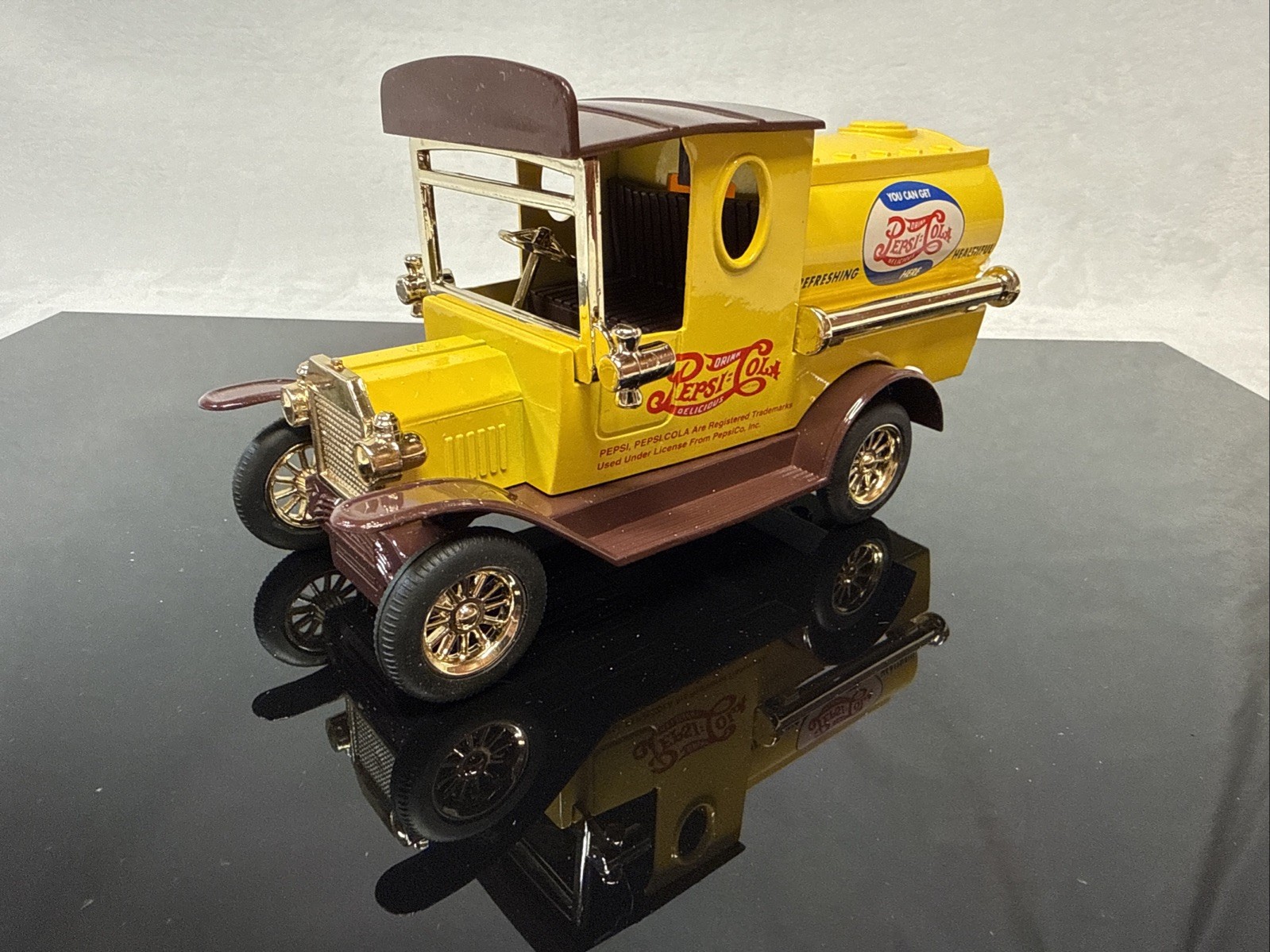 Vintage Golden Wheel PEPSI-COLA Delivery Truck Die Cast Yellow & Brown