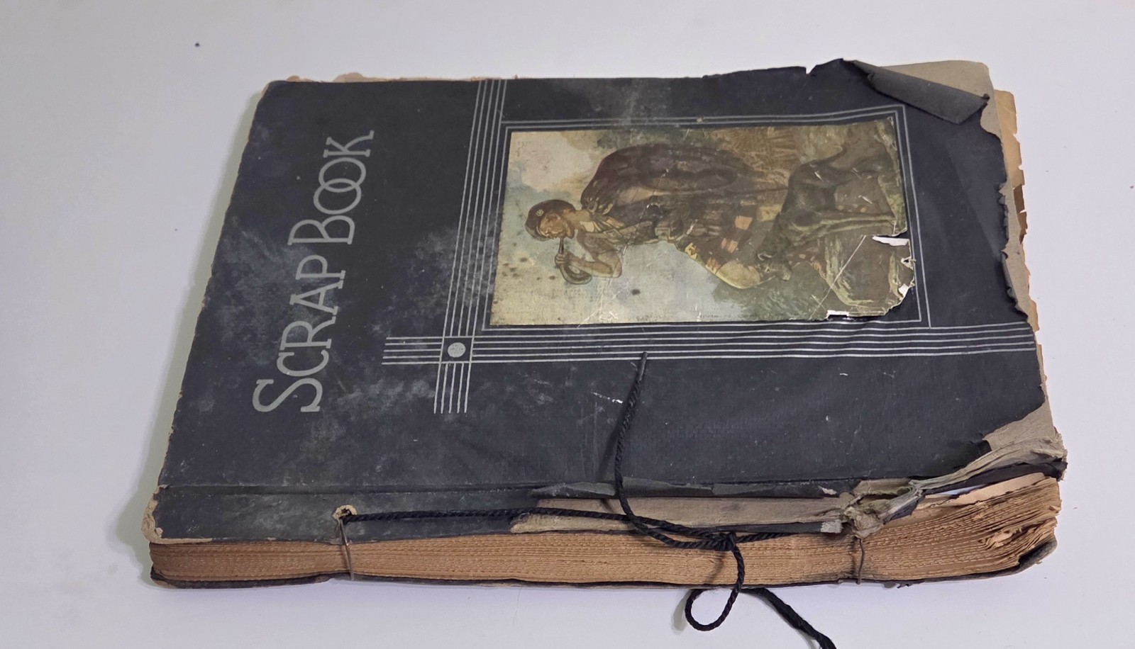Vtg Scrapbook  1930s Pages and Covers As Is Variety of Subjects 48 Pages