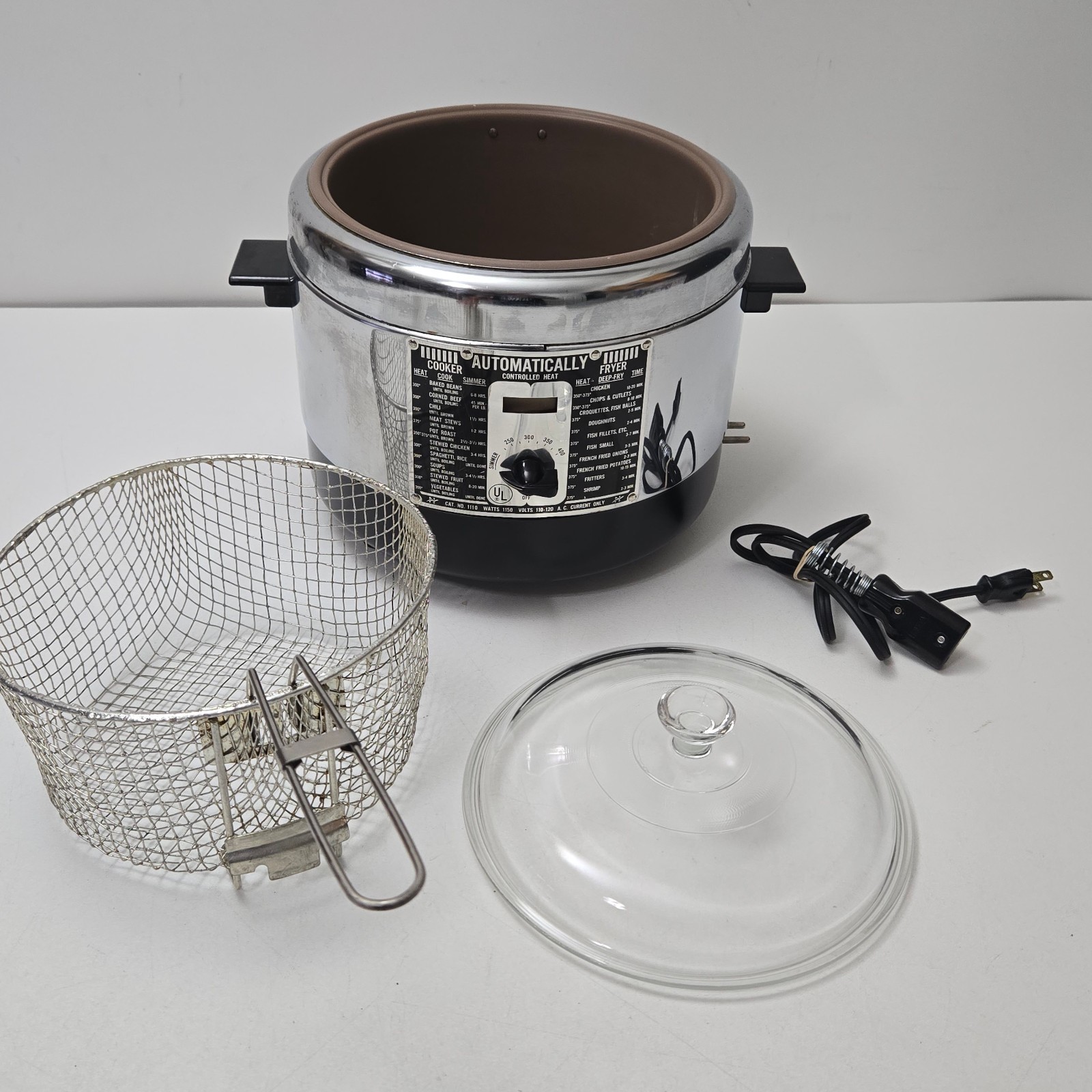 Vintage Nelson Cat No 1110 Automatic Electric Cooker Deep Fryer Tested Working