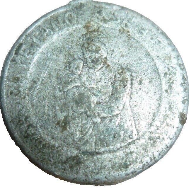 Vintage San Cayetano Our Lady Guadalupe Religious Medal Silver Tone Round USA 1\