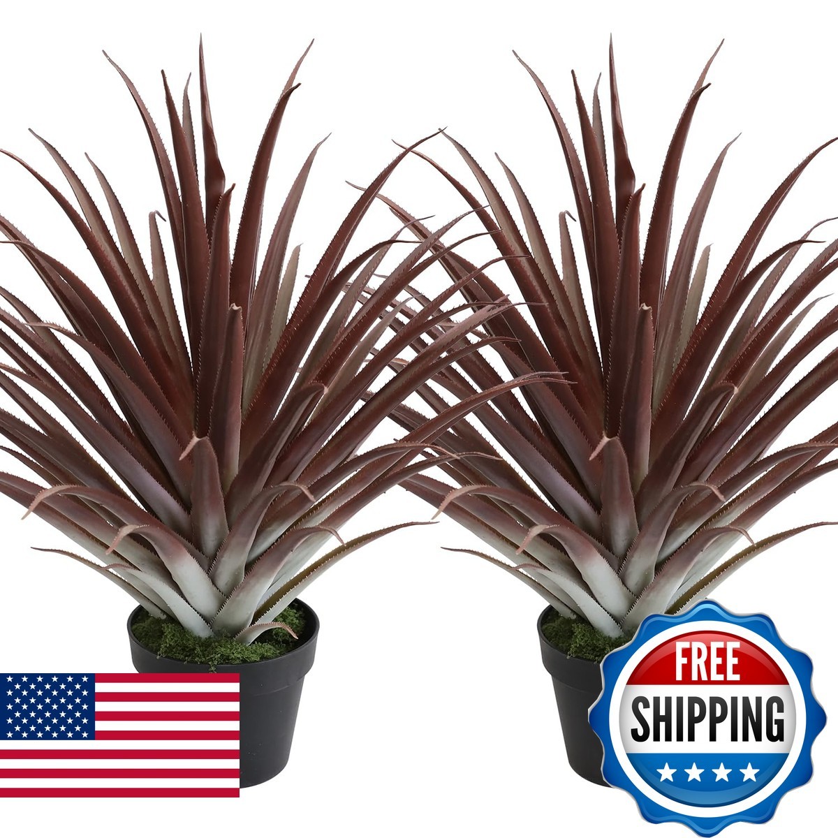 Momoplant 2 Pcs Artificial Aloe Vera Plants 27 Inch Red Fake Succulents Faux