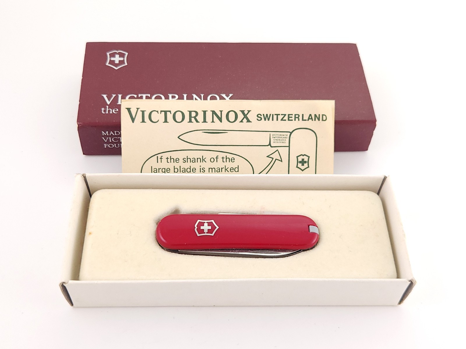 Vintage Victorinox Secretary Swiss Army Knife Red 84mm 1976-1986 W/ Box Paper