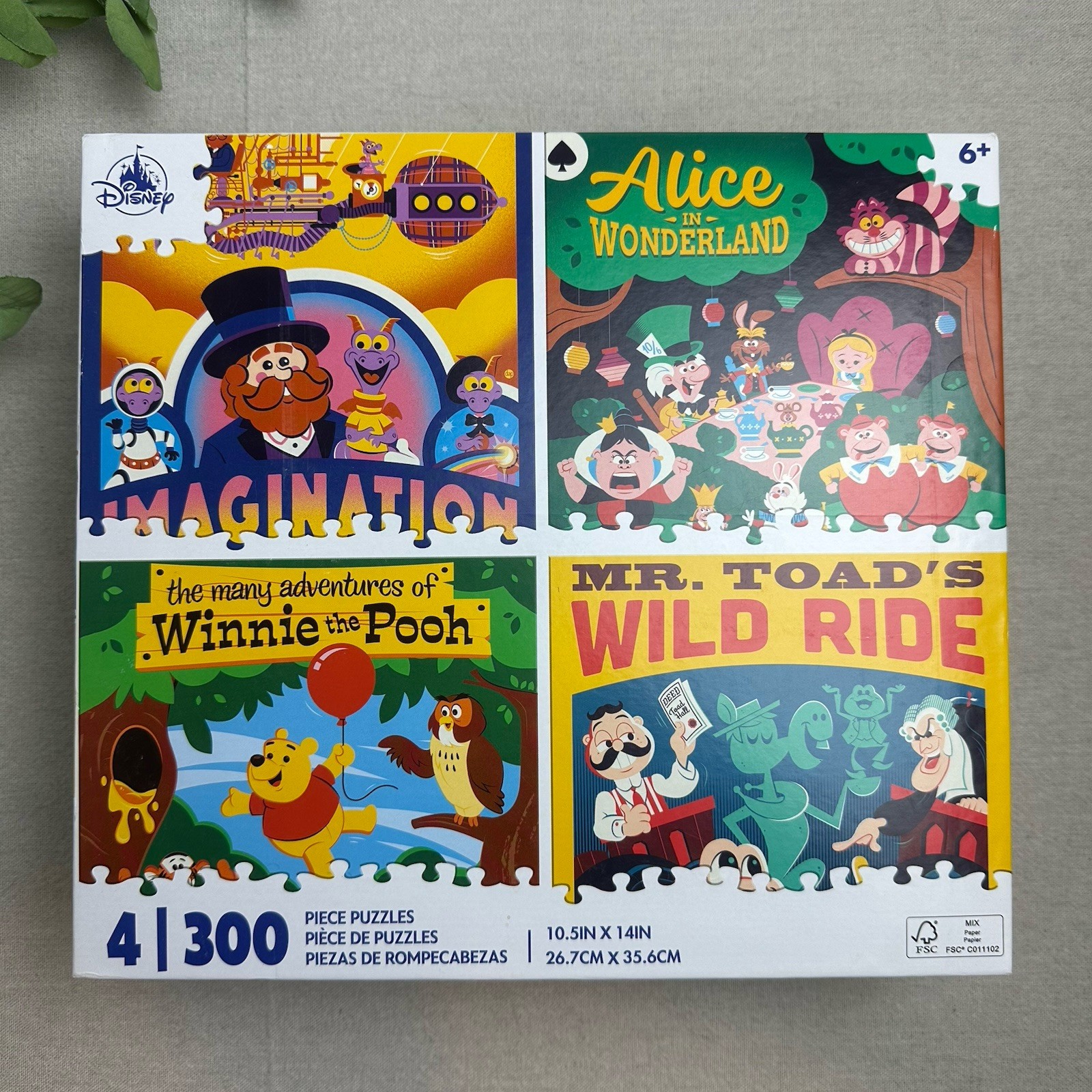 Disney Parks Attraction (4 x 300 Pc) Jigsaw Puzzle 4-in-1 Dave Perillo Art New