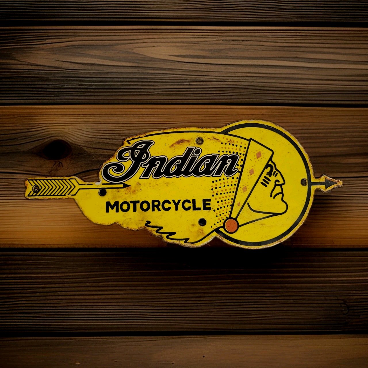 Vintage Indian Motorcycles Porcelain Sign Chief Triumph Harley Davidson Gas Oil 