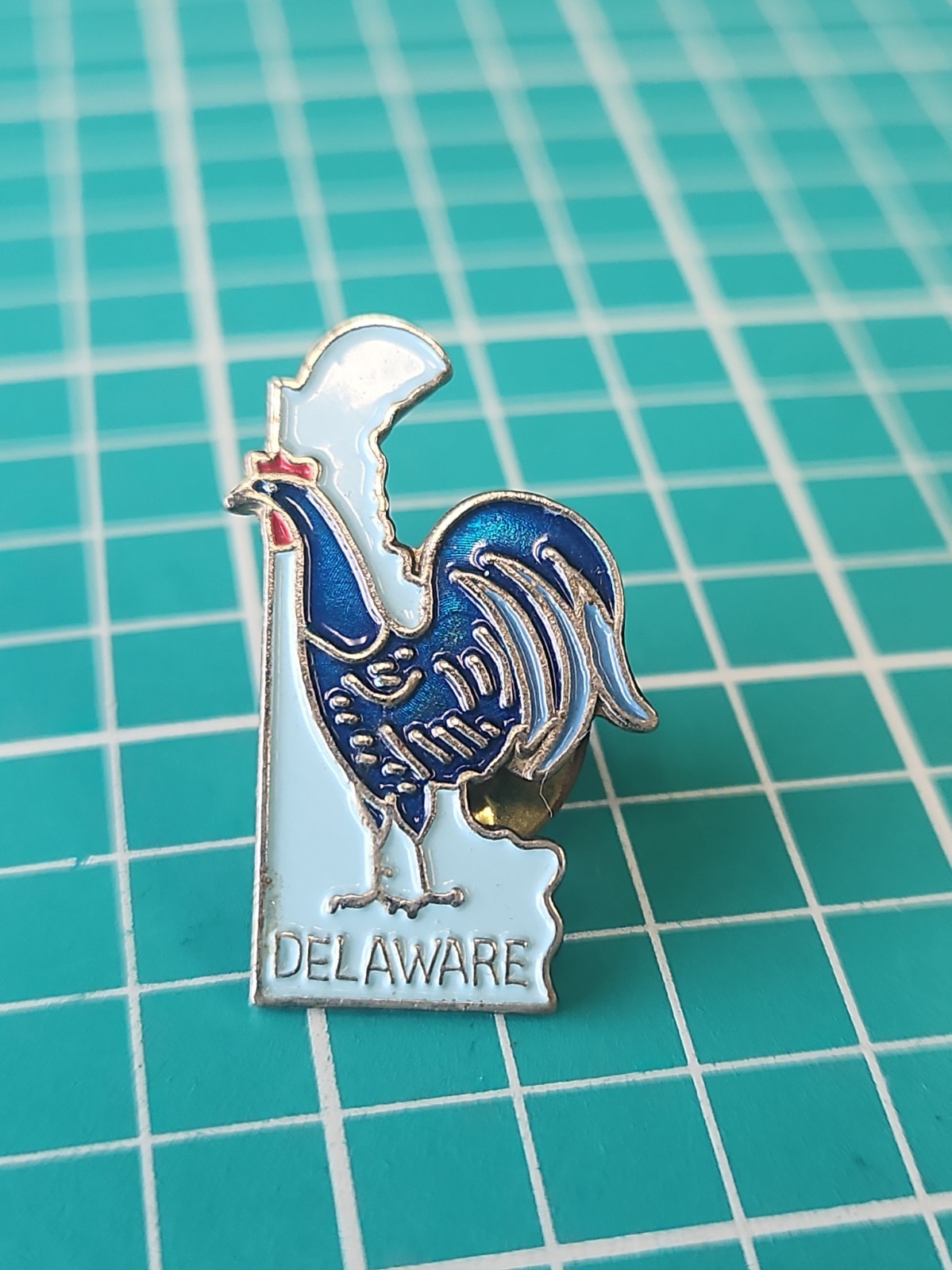 VTG Delaware State Shaped Souvenir Gold Tone Lapel Pin